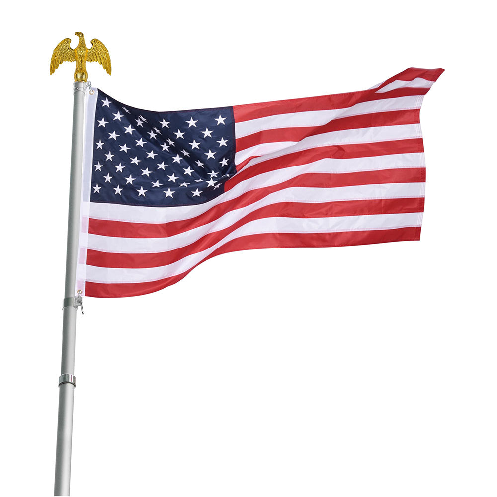 Premium Embroidered US American Flag with Stars & Stripes - Heavy Duty Grommets for Outdoor Display | Perfect for Patio, Garden, and Home Decoration