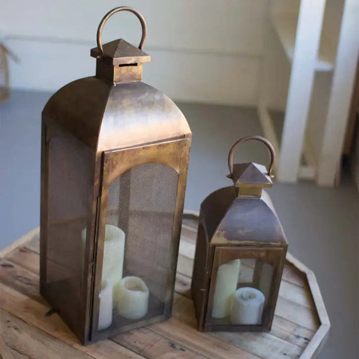 Antique Bronze Lantern Set - Vintage Outdoor Wall Sconce Lighting for Patio, Garden & Porch Decor - Perfect for Rustic, Farmhouse & Mediterranean Style Homes