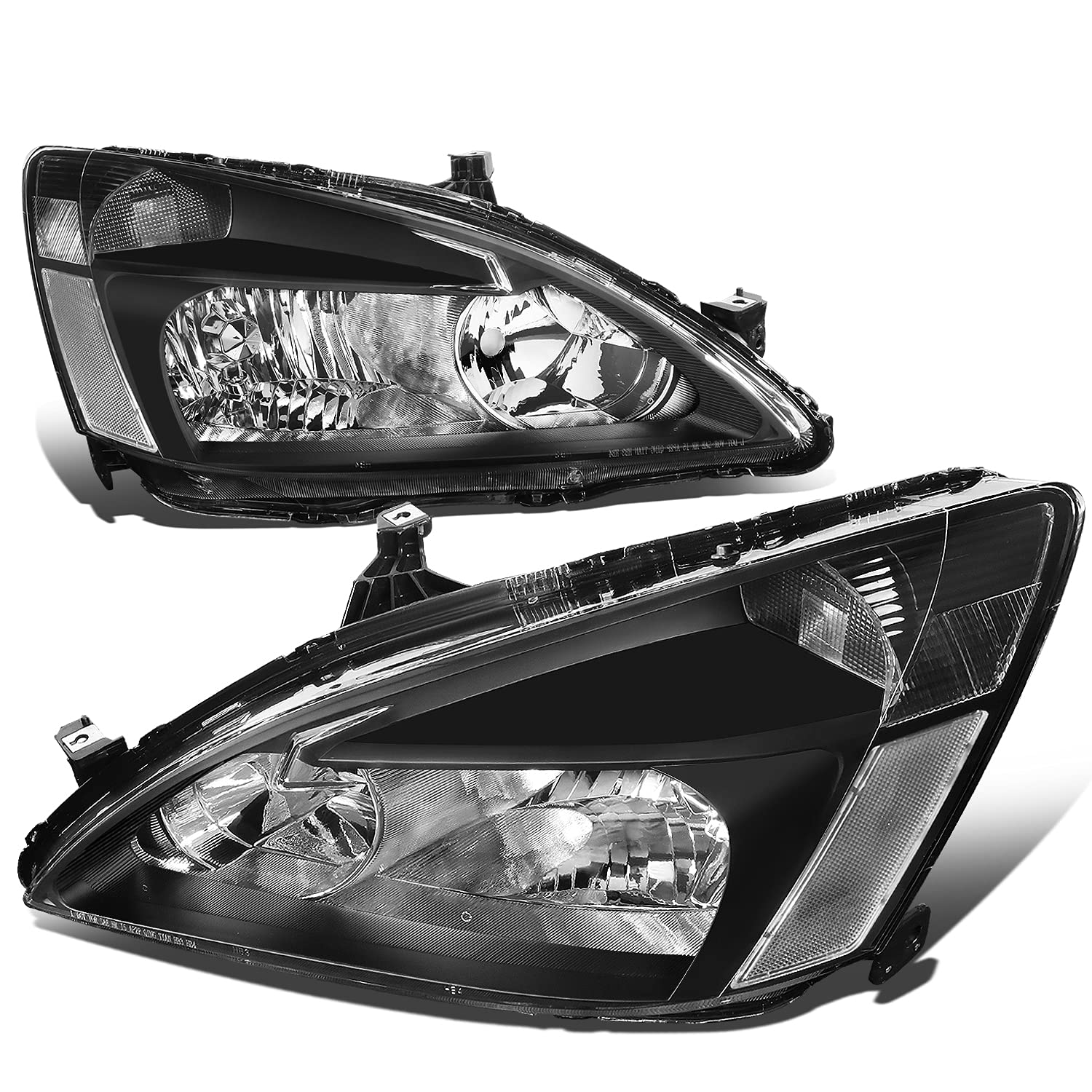 Honda Accord 03-07 Headlight Assembly Replacement - Black Housing & Clear Lens - Driver & Passenger Side - High Performance Factory Style Headlights for Night Driving & Enhanced Visibility