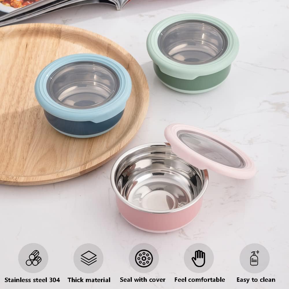 Lille Home 7.5oz Stainless Steel Condiment Cups - Leakproof BPA-Free Set of 3 for Dressing, Dips & Food Storage
