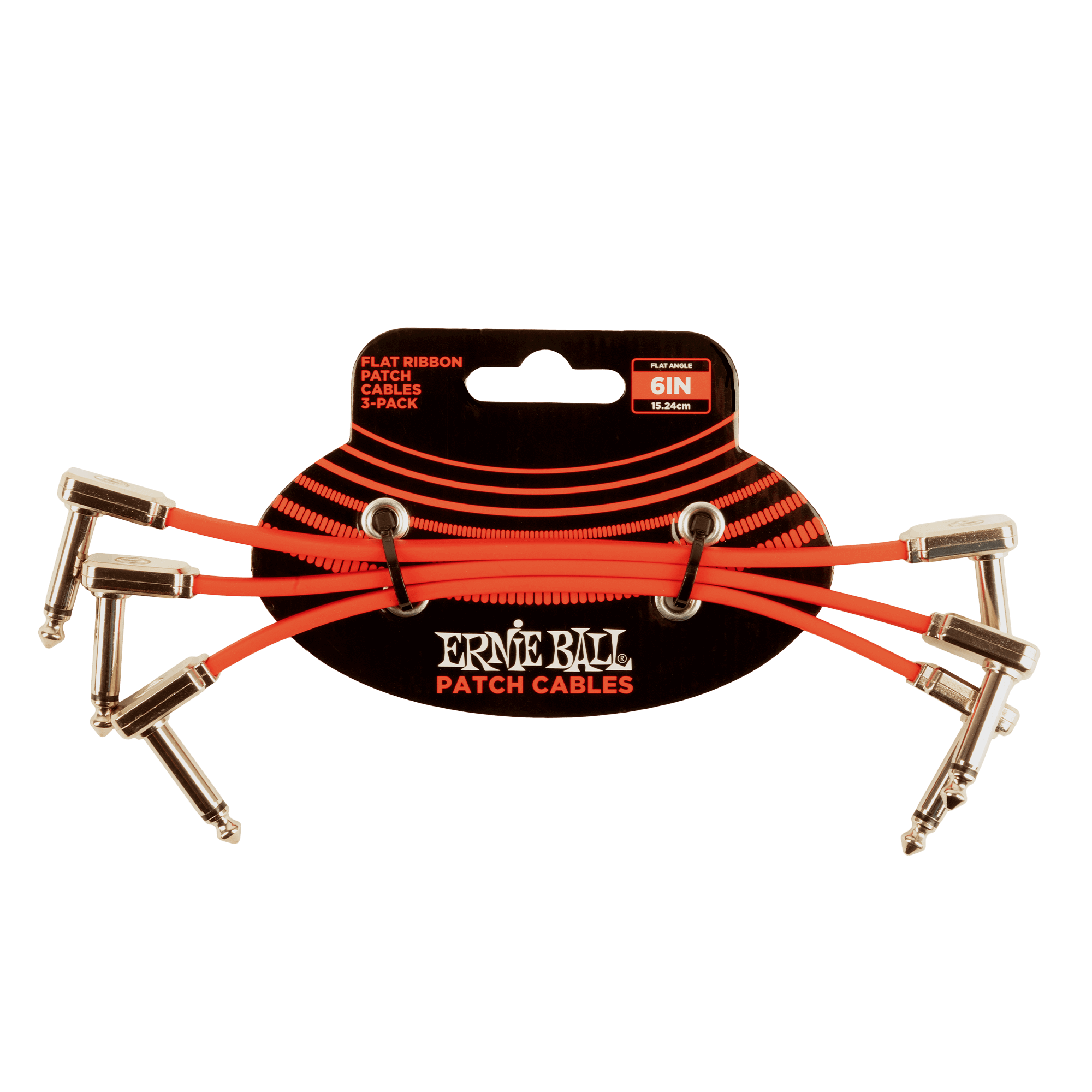 Ernie Ball 6-Inch Flat Ribbon Patch Cable - 3 Pack (Red) - Premium Guitar/Bass Patch Cords for Pedalboards & Effects Rigs