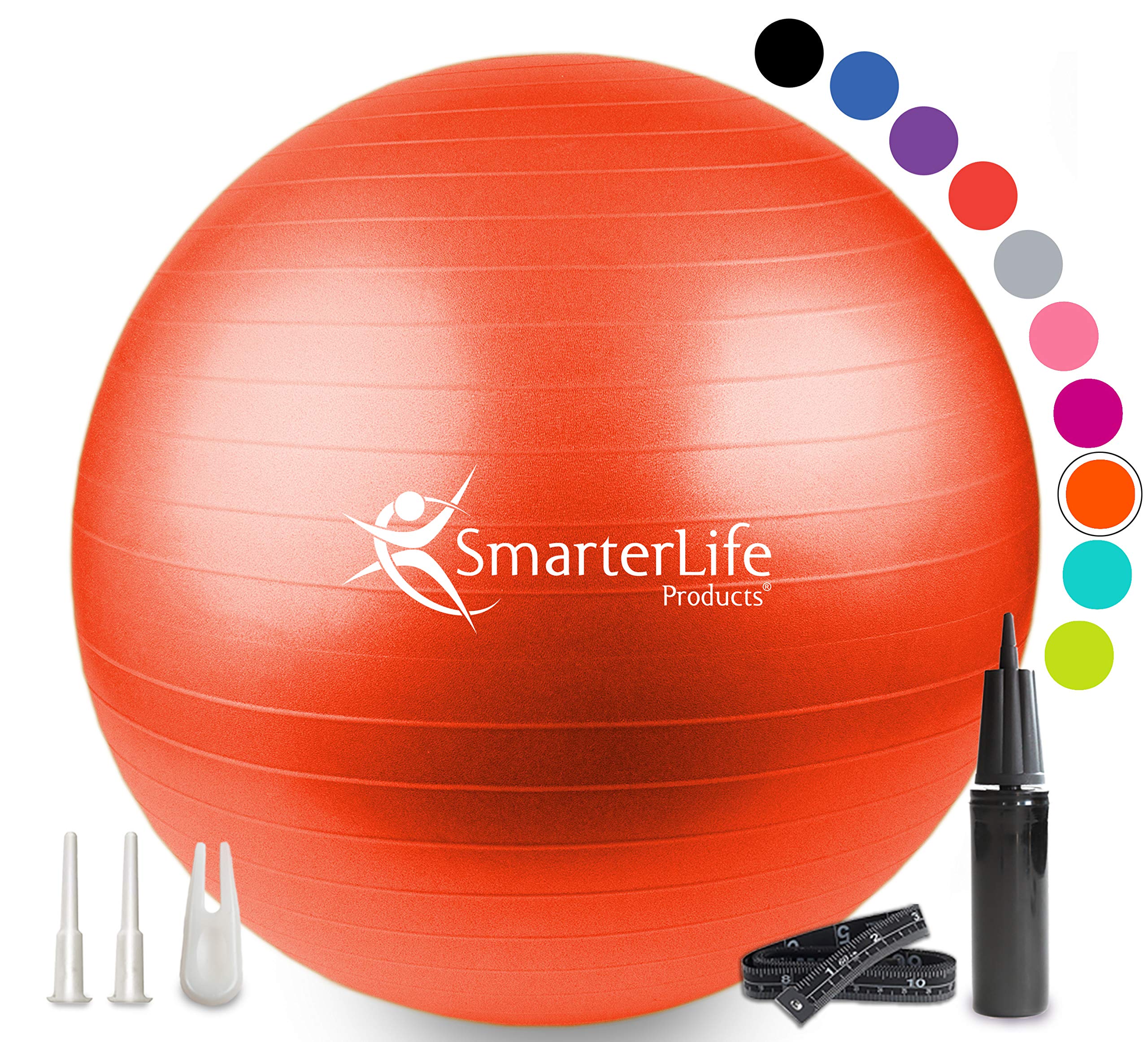 Premium Exercise Ball - Anti-Burst Yoga Ball for Core Workout, Stability Training & Physical Therapy | Anti-Slip Gym Ball for Home Fitness, Office Yoga Chair & Pregnancy Support | Ideal for Pilates, Posture Correction & Stress Relief