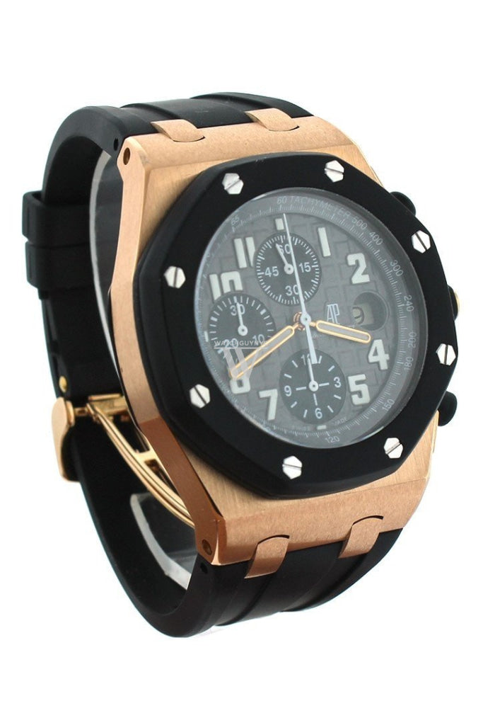 Audemars Piguet Royal Oak Offshore Chronograph Men's Watch - 18kt Rose Gold Case, Black Dial, Black Rubber Strap Ref.26178OK.OO.D002CA.01 - Luxury Sports Watch for Business & Formal Occasions
