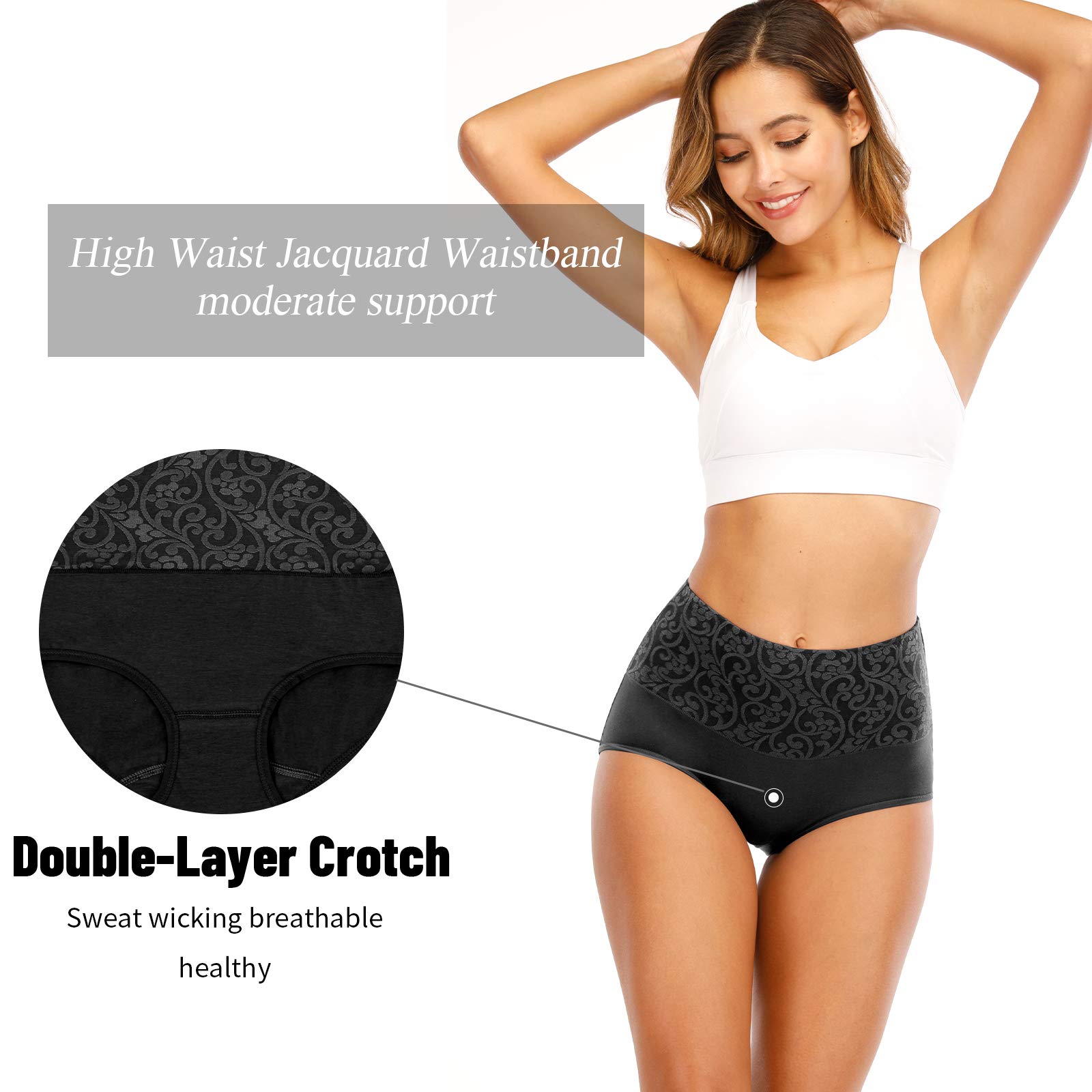**Senllori Women's High Waist Cotton Underwear - Soft Breathable Panties for Ladies, Plus Size Briefs Multipack (3/5 Pack) - Comfortable for Daily Wear, Workout & Sleep**
