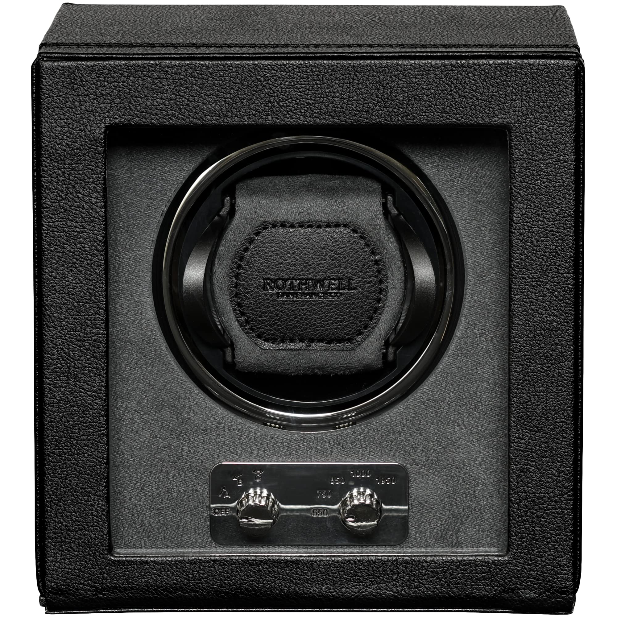 ROTHWELL Automatic Watch Winder - Quiet Motor, 4 Rotation Modes & Adjustable Speeds for Rolex, Omega, Patek Philippe - Premium Black/Grey Design - Perfect for Travel, Display & Watch Storage