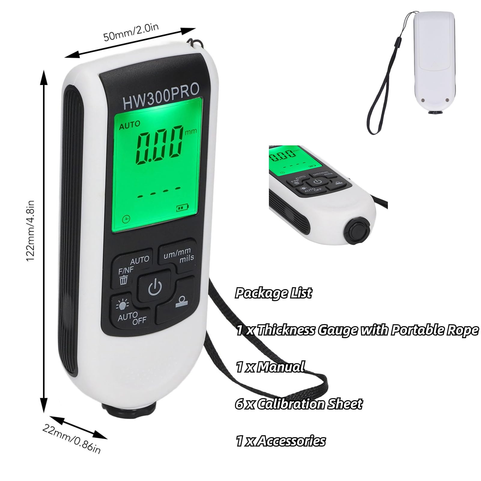 Premium Digital Coating Thickness Gauge - High Precision Automotive Paint Thickness Meter with Ultra-Sensitive Probe | Perfect for Car Paint Inspection, Auto Body Repair & Quality Control in Vehicle Manufacturing