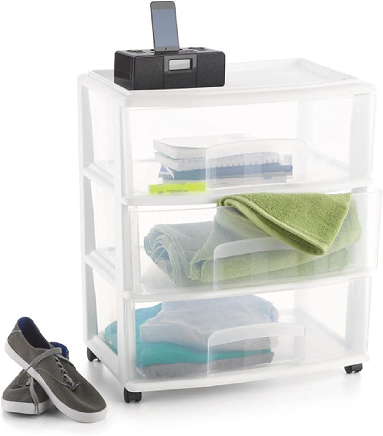 3-Drawer Plastic Storage Cart with Wheels - White for Home & Office Organization