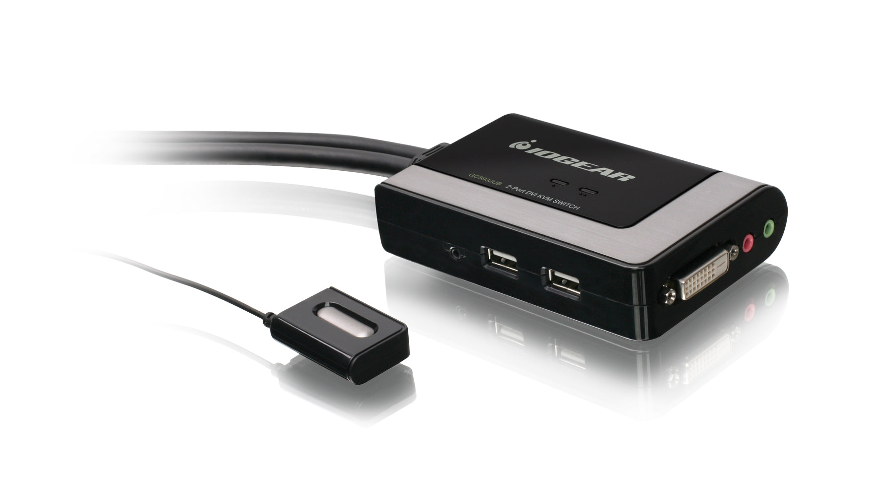 2 Port USB KVM Switch with DVI Cable - Seamlessly Control 2 Computers with One Keyboard, Mouse & Monitor for Home Office & Gaming Setup
