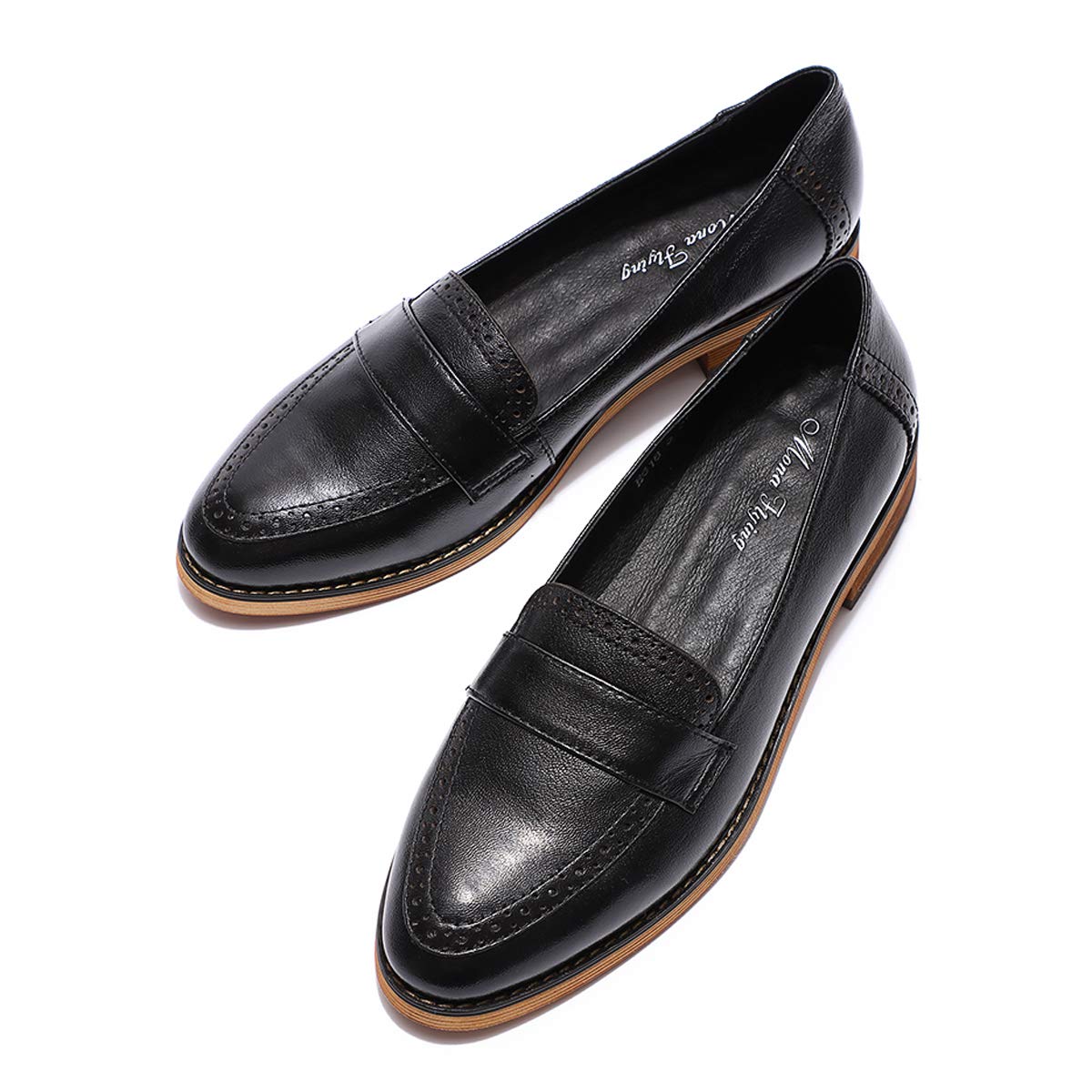 Women's Classy Leather Penny Loafers - Slip-On Dress Casual Flat Shoes for Office & Work | Comfortable Ladies Loafers for Business, Travel & Everyday Wear