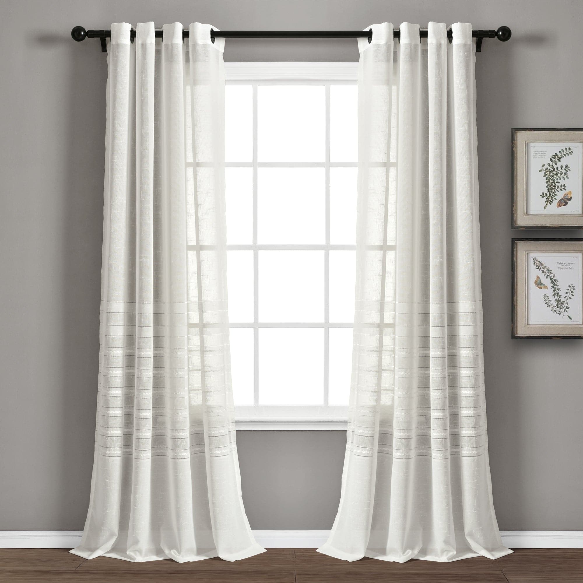 Sheer Window Curtain Panel Set with Grommet Top - Light Filtering Voile Drapes for Living Room, Bedroom & Office - 2 Panels (84x54 Inches) - Elegant Home Decor for Modern Spaces