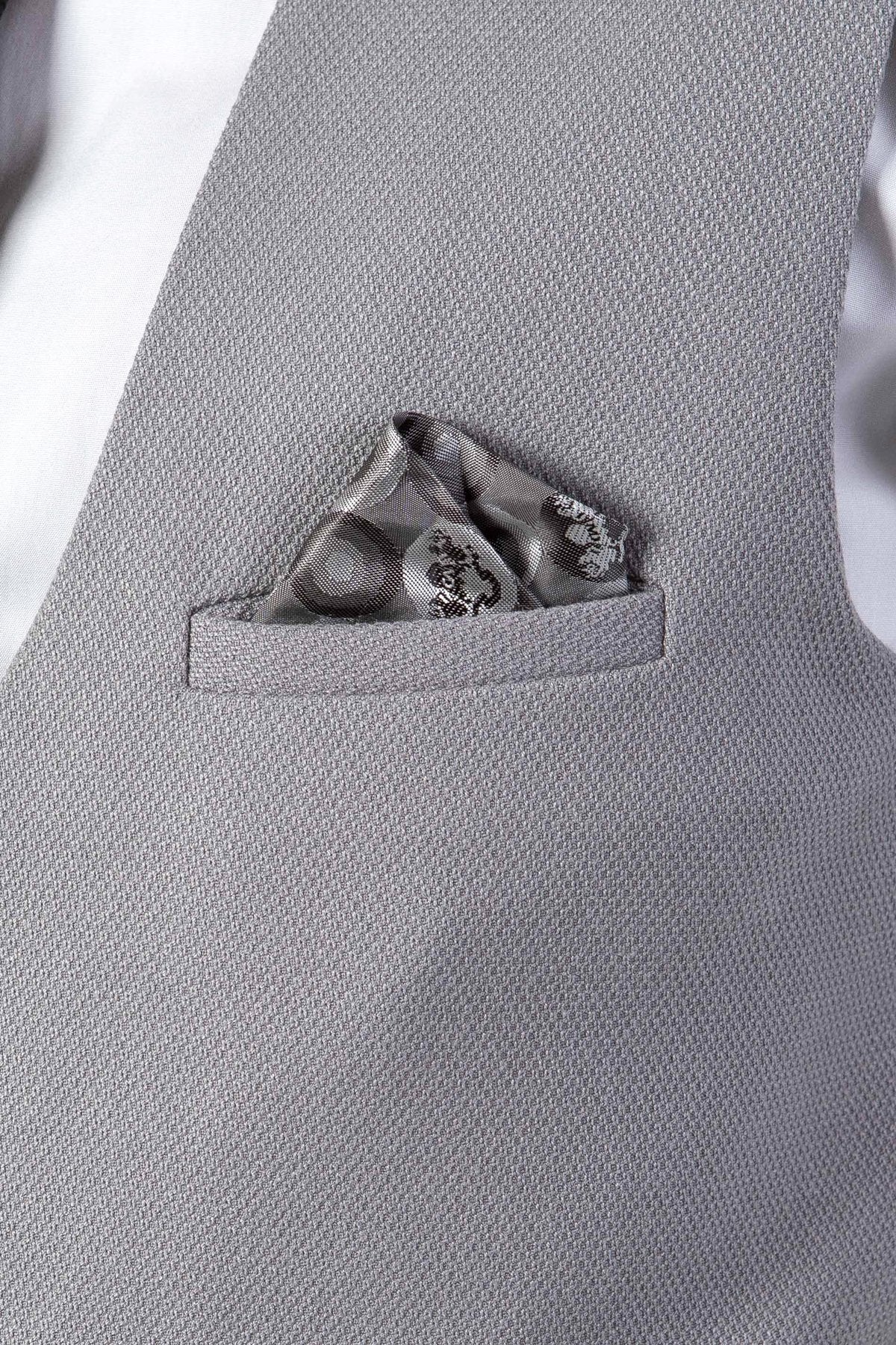 EDWIN Silver Grey Notch Lapel 3-Piece Suit for Men - Formal Business Attire, Wedding & Special Occasions