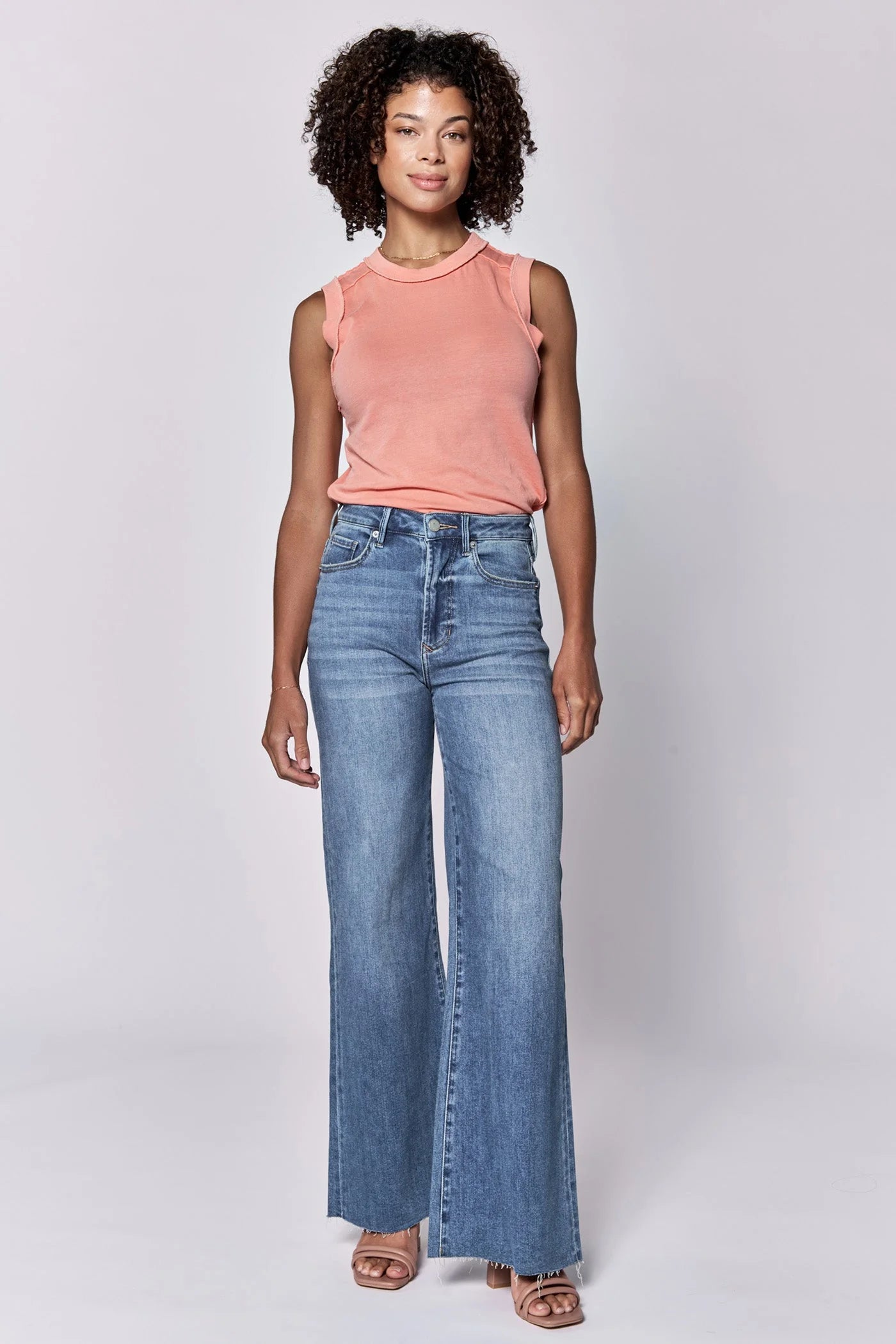 Fiona High Rise Cut Off Hem Jeans for Women - Trendy Distressed Denim Shorts - Perfect for Summer Outfits, Beach Vacations & Casual Street Style