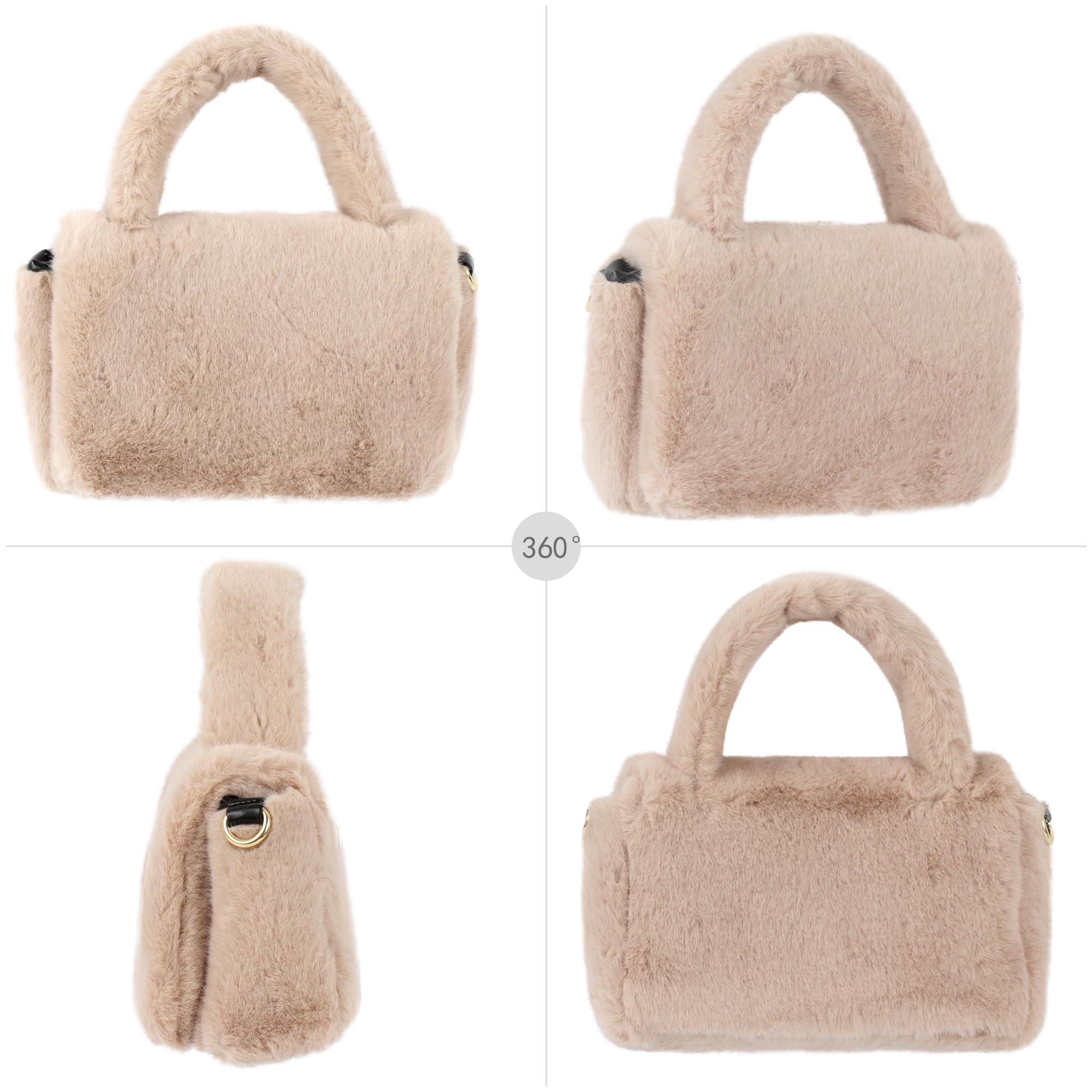 Heidi Women's Faux Fur Winter Shoulder Bag - Stylish Barrel Shaped Drawstring Satchel Purse for Women | Perfect for Work, Travel & Casual Outings