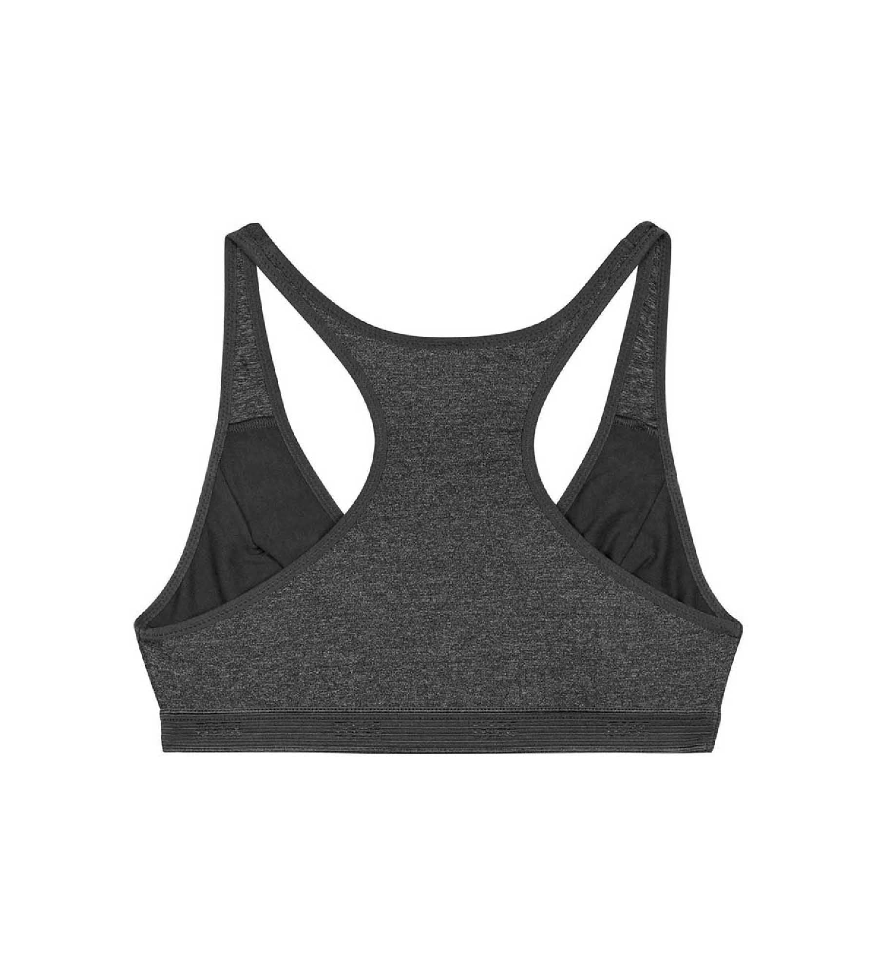 Dim Micro Girls' Sports Bra - Dark Heather Gray Microfiber for Running, Yoga & Active Wear