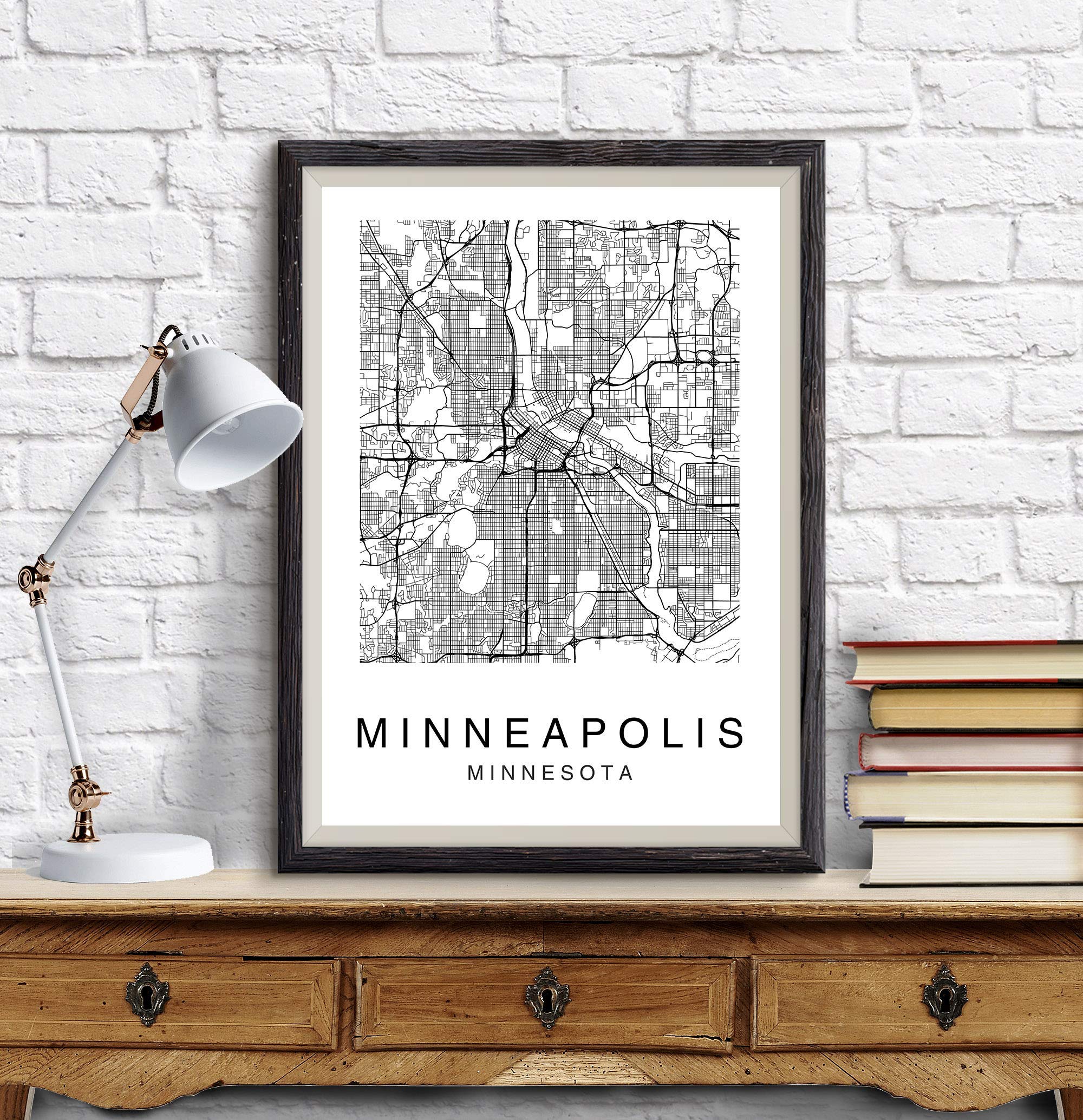 Minneapolis Skyline Wall Art Print - Black and White City Map Poster for Home Decor, Living Room, Office & Gifts - Perfect for Urban Style Interiors