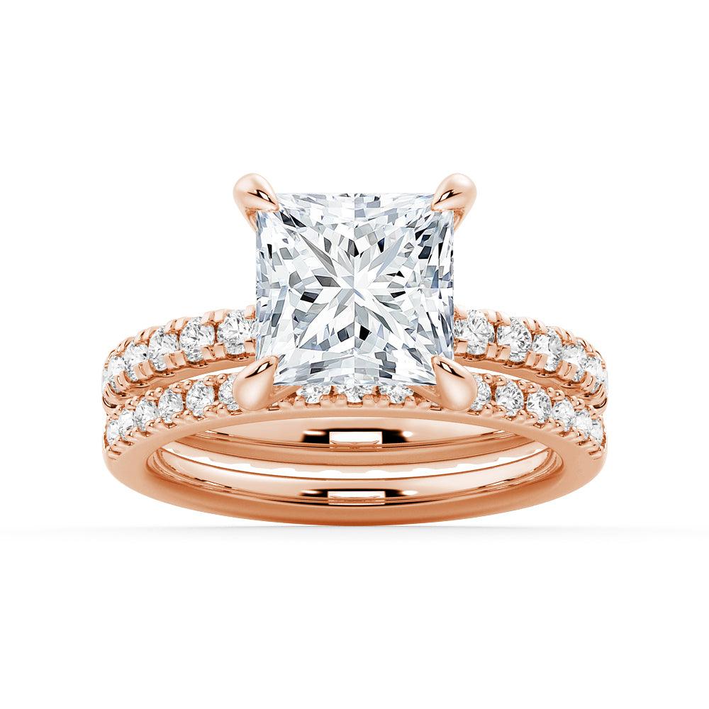 Princess Cut Moissanite Engagement Ring with Eternity Pave Band - Sparkling Wedding Jewelry for Proposals, Anniversaries & Bridal Occasions