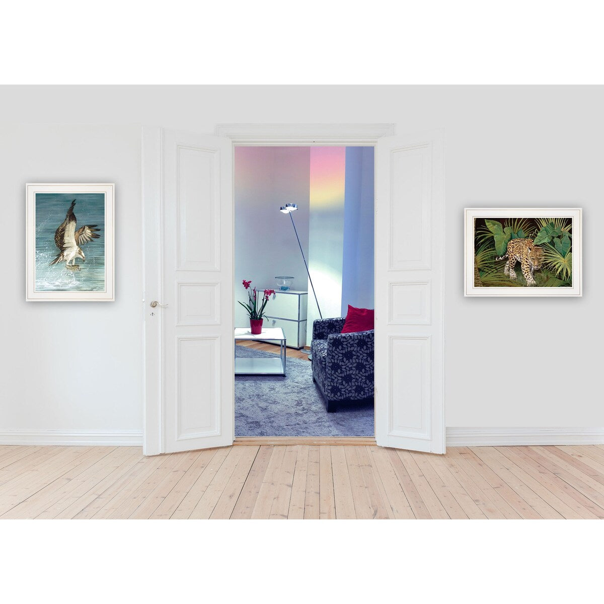 Beautiful Hunters 2-Piece Vignette Wall Art by Jacquee Krause - White Framed Canvas Paintings for Living Room, Bedroom & Office Decor