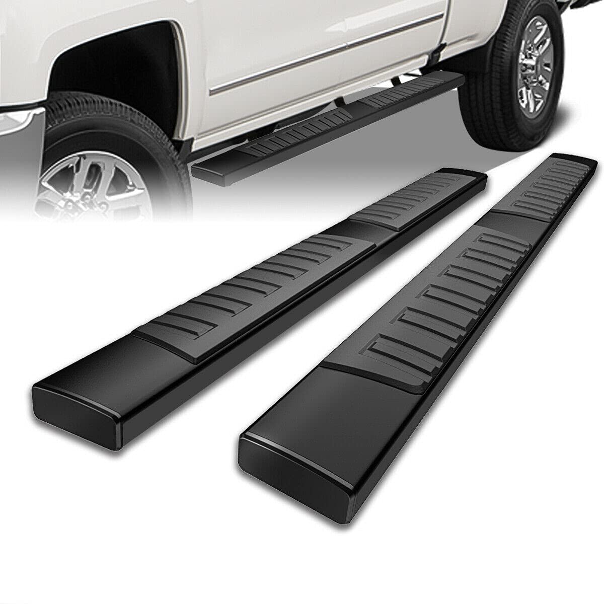 Black Running Boards & Step Bars for Trucks & SUVs - Heavy Duty Exterior Car Accessories - Perfect for Off-Roading & Daily Use