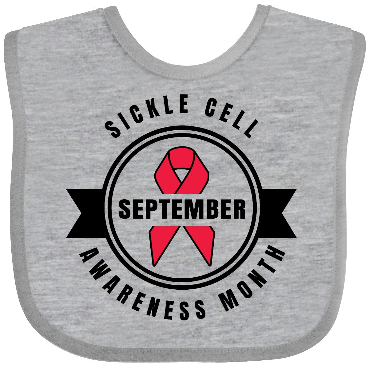 Inktastic Sickle Cell Awareness Month September with Red Ribbon Baby Bib - Soft Cotton Infant Bib for Feeding & Messy Play - Support Sickle Cell Awareness with Stylish Baby Accessories
