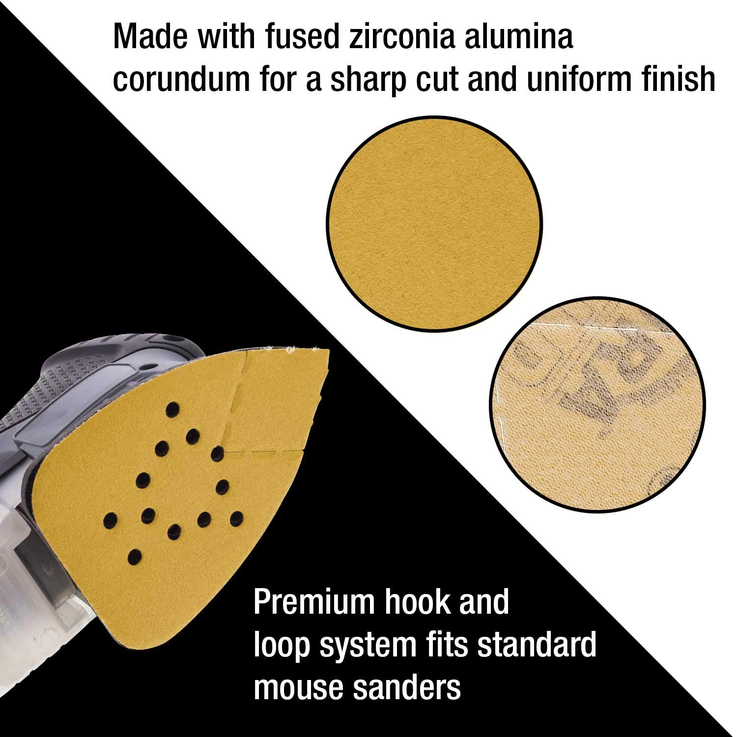 Premium 400 Grit Triangle Sanding Discs - 24-Pack Hook & Loop Mouse Detail Sander Sheets for Woodworking & Auto Body - Compatible with Black & Decker - Perfect for Fine Sanding, Wood Crafts & Automotive Detailing