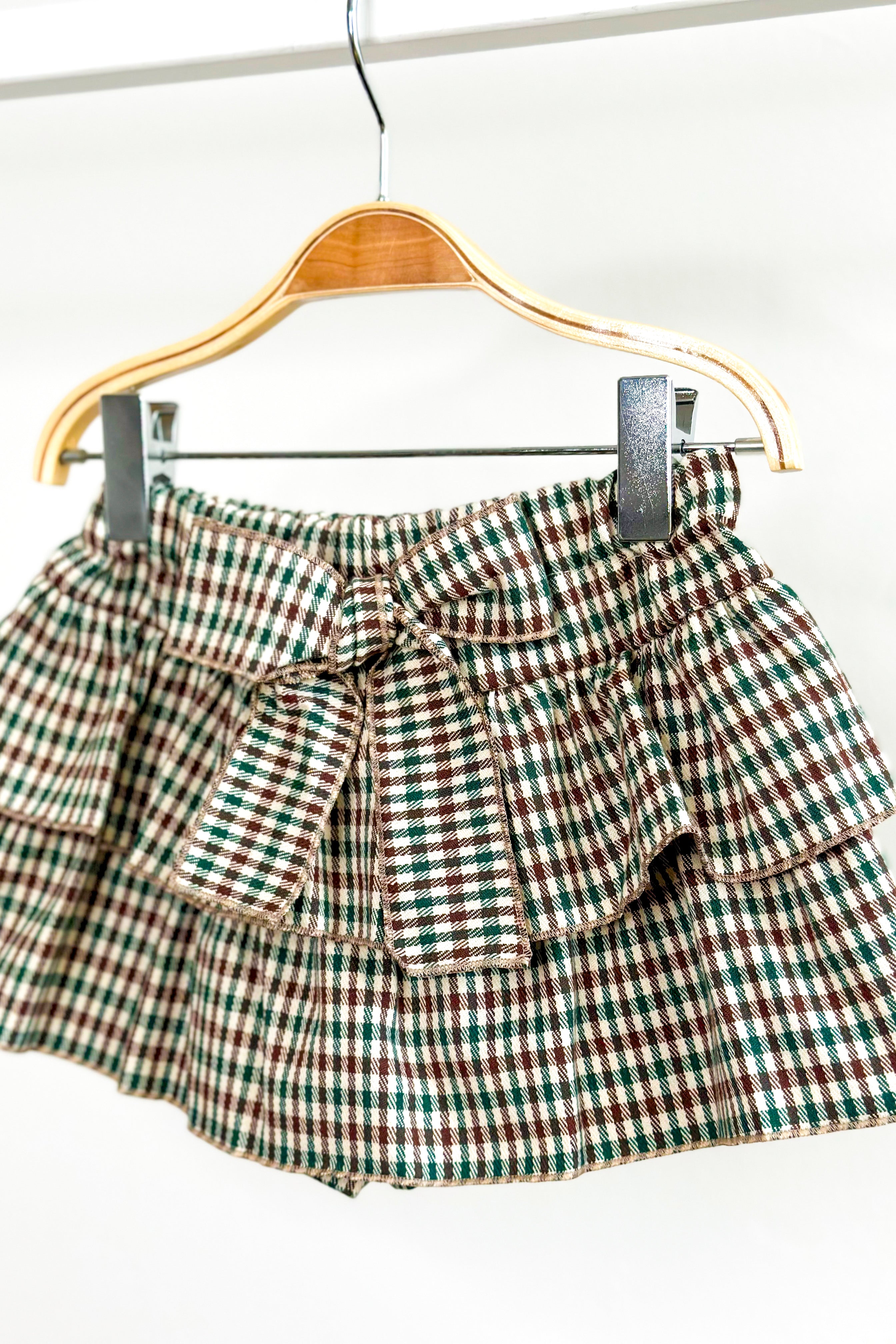 Mazie Brown & Green Houndstooth Skort for Women - Stylish Pleated Tennis Skirt with Pockets | Perfect for Golf, Tennis, Work & Casual Outfits