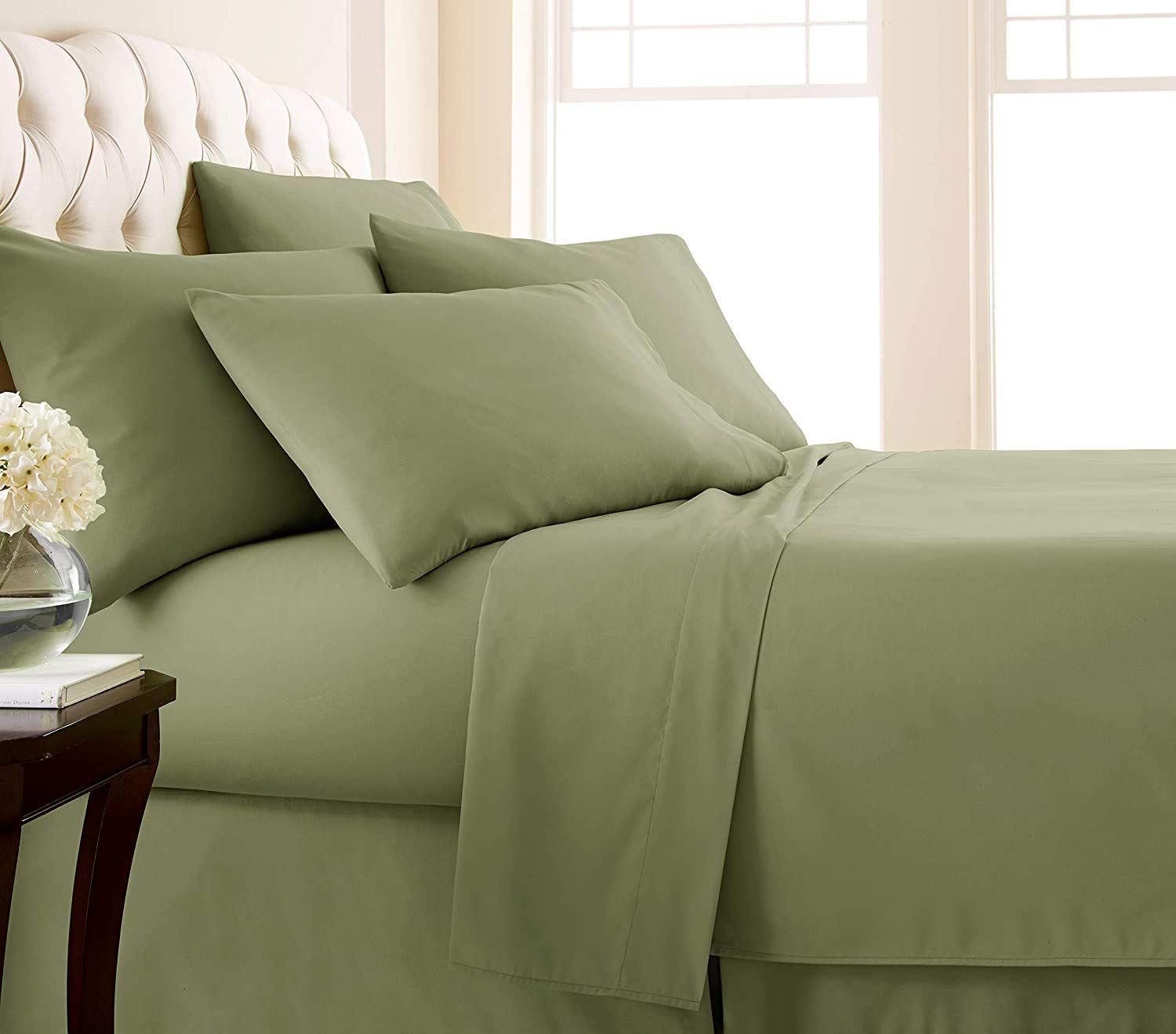 800 Thread Count 4-Piece Luxury Bed Sheet Set - 100% Soft Cotton Deep Pocket Fitted Sheet (Fits Mattress Up to 14