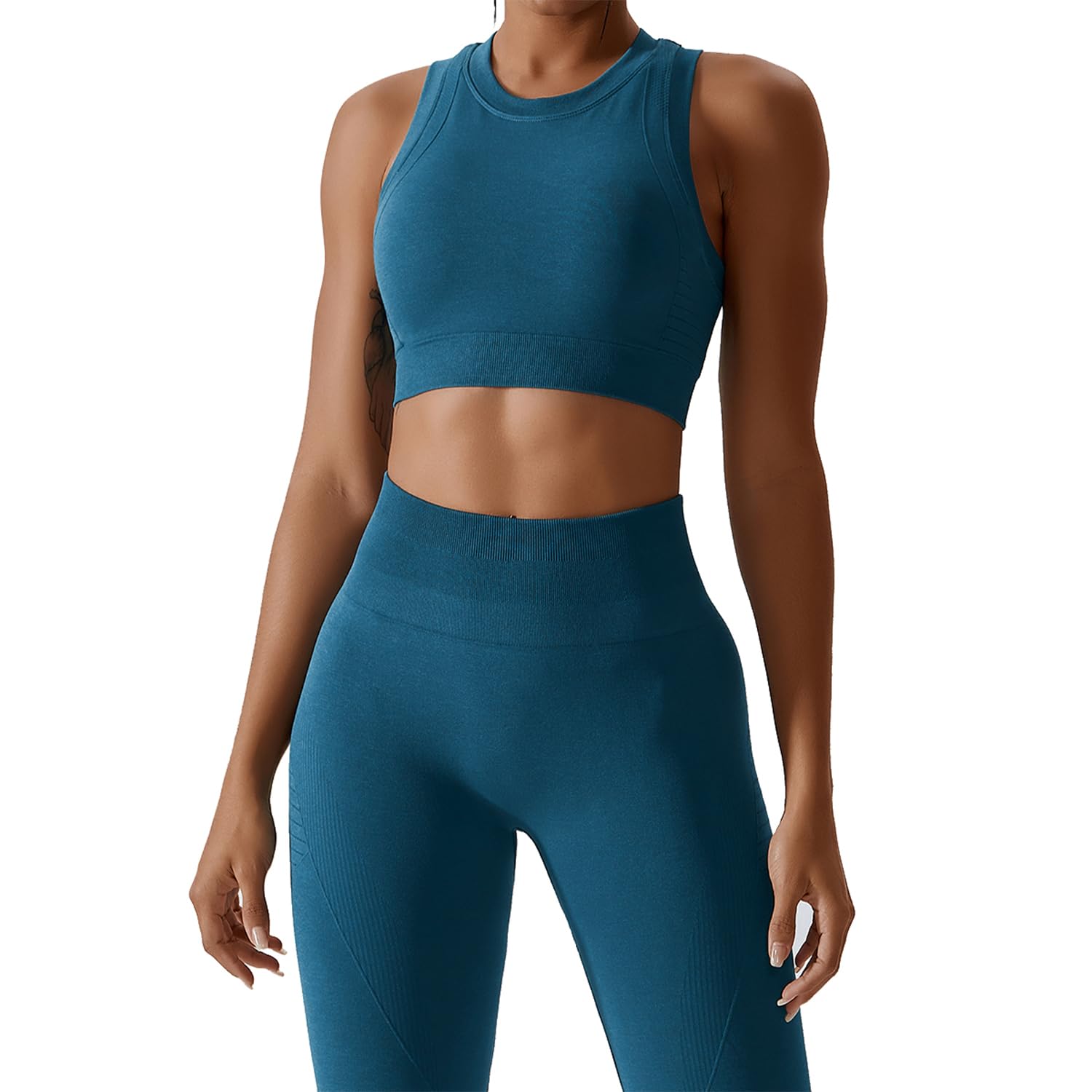 ABOCIW Women's Seamless Workout Sets - Racerback Sports Bra & High Waist Yoga Leggings 2-Piece Gym Outfit for Running, Yoga & Fitness Training