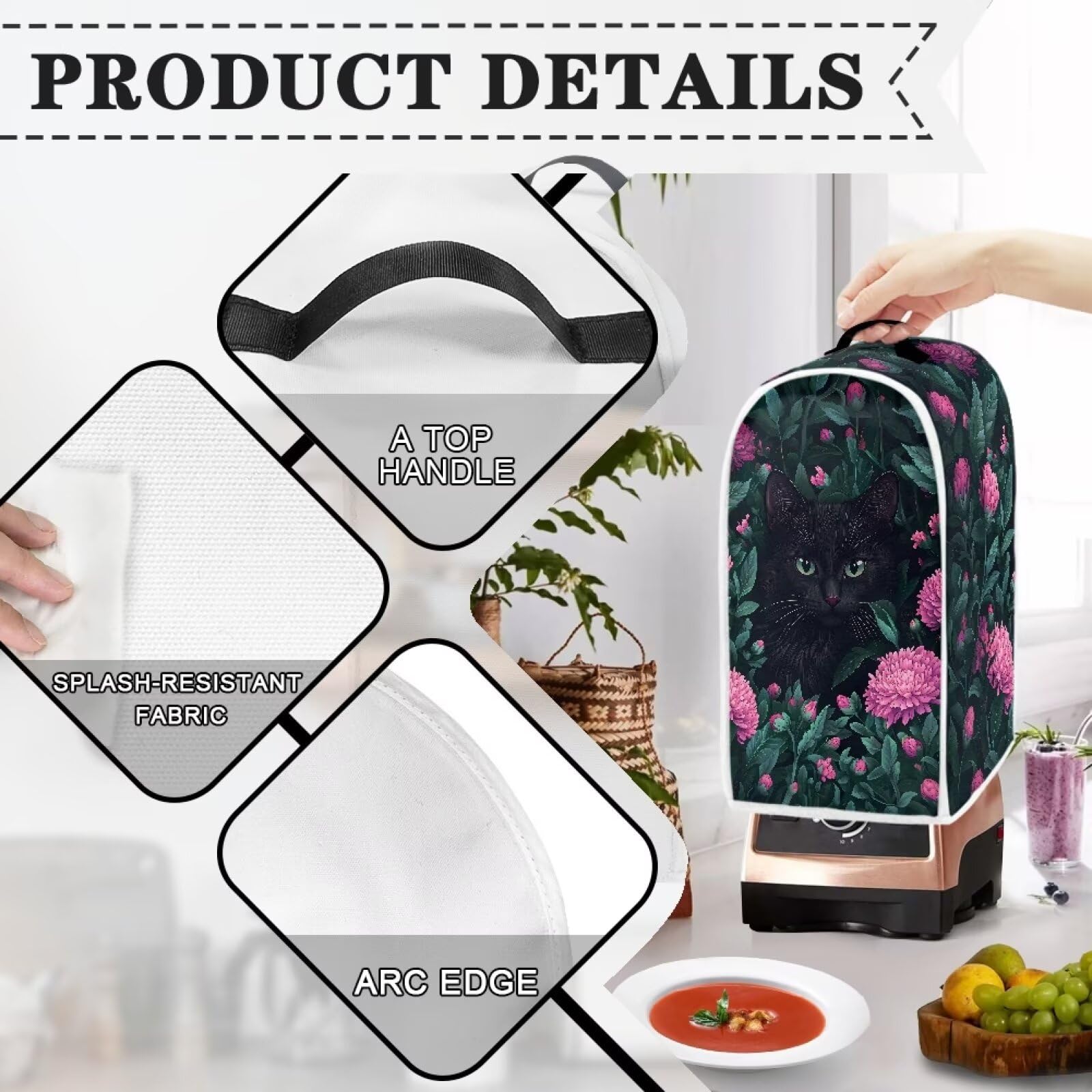 Cute Cat Blender Cover - Waterproof & Anti-Splash Kitchen Appliance Cover for Stand Mixer, Toaster, Blender | Easy to Clean, Foldable & Stylish Machine Protector | Perfect for Home Kitchen Decor & Small Appliance Protection