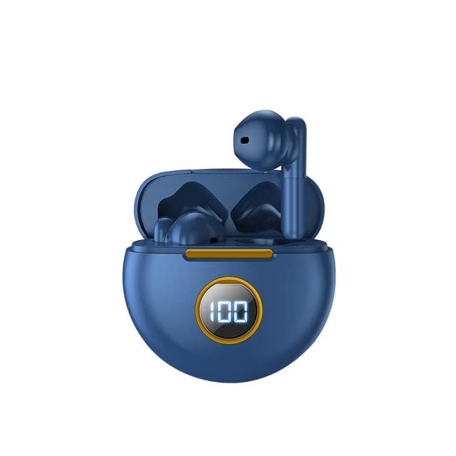 Wireless Bluetooth 5.1 Earbuds, IPX7 Waterproof In-Ear Headphones with Mic, USB-C Rechargeable Case & LCD Display - Compatible with Android iOS Smartphones (Blue) - Perfect for Gym, Running & Travel