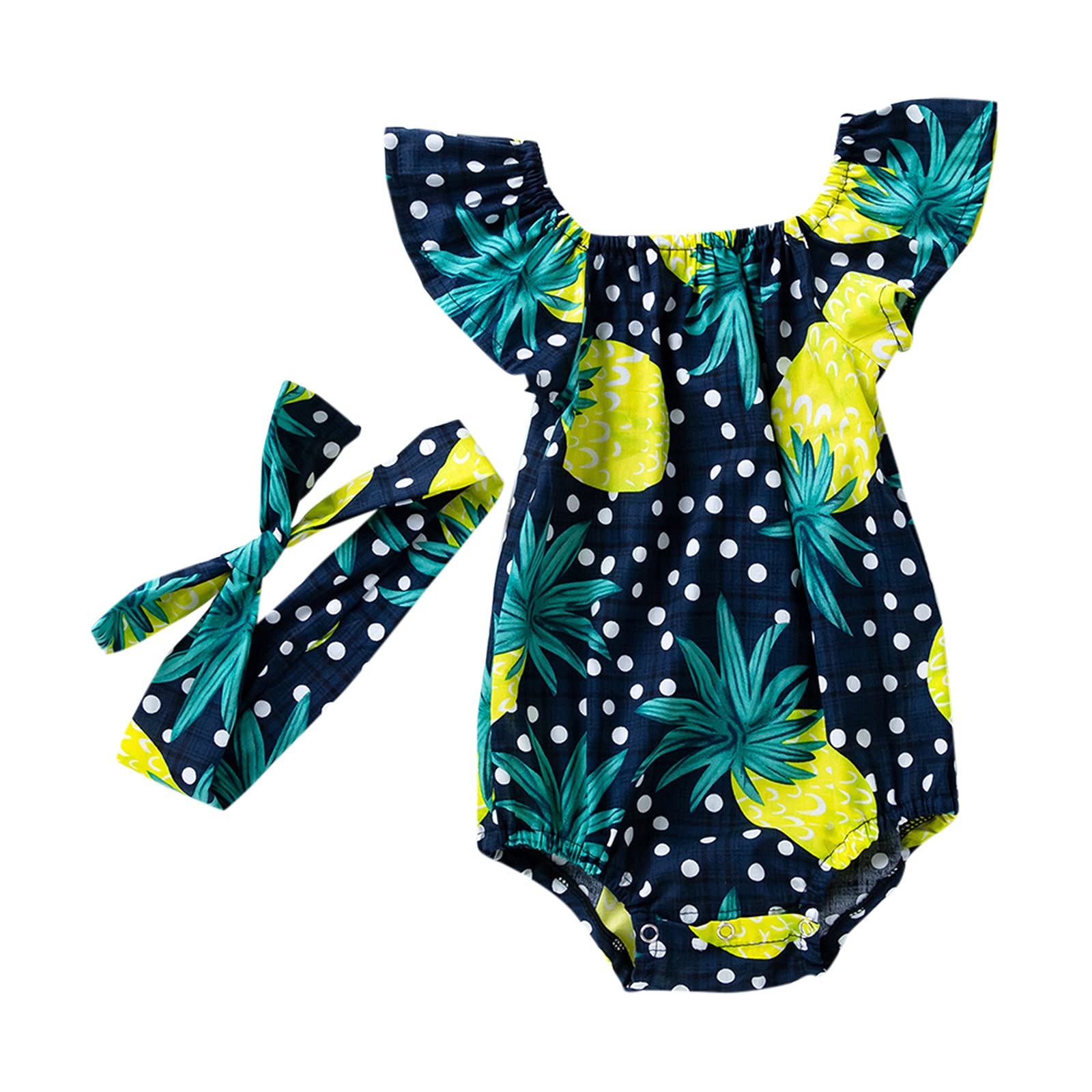 Adorable Floral Ruffle Romper & Headband Set for Baby Girls | Soft Cotton Jumpsuit with Adjustable Straps | Perfect for Photoshoots, Parties & Everyday Outfits