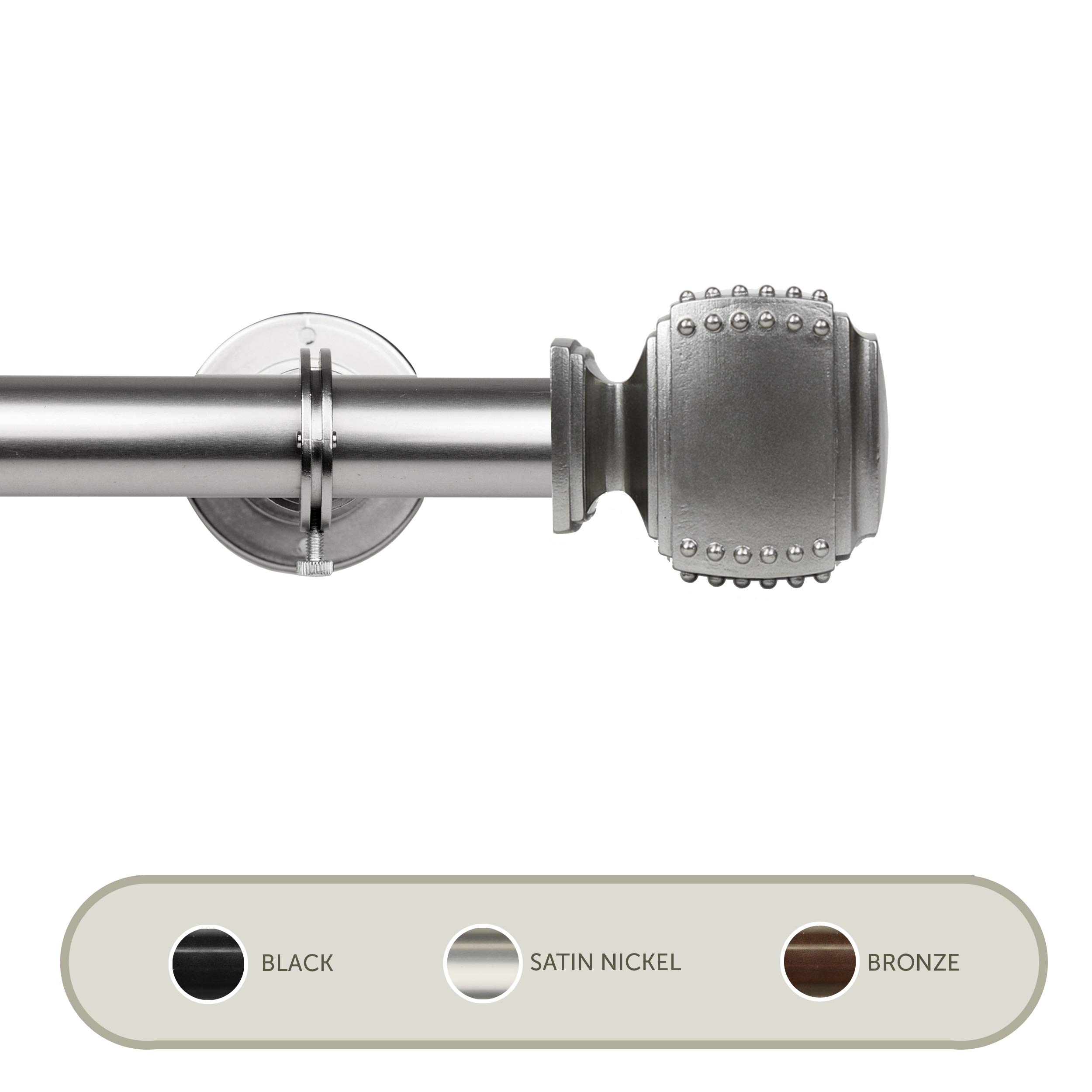 Rod Desyne Bennett 1-Inch Adjustable Ceiling Curtain Rod | 66 to 120 Inches | Satin Nickel Finish | Perfect for Room Dividers, Window Treatments & Home Decor