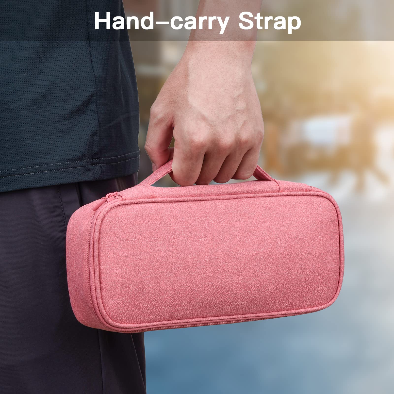 Cord Organizer Travel Case - Electronics Organizer Pouch for Cables, Chargers, Power Banks & Phone Accessories | Compact Cable Storage Bag for Travel, Office & Home (Pink)