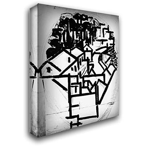 Theo Van Doesburg Landscape (Study for Composition XII) - 20x24 Inch Gallery Wrapped Canvas Art Print - Modern Abstract Wall Decor for Living Room, Office & Bedroom