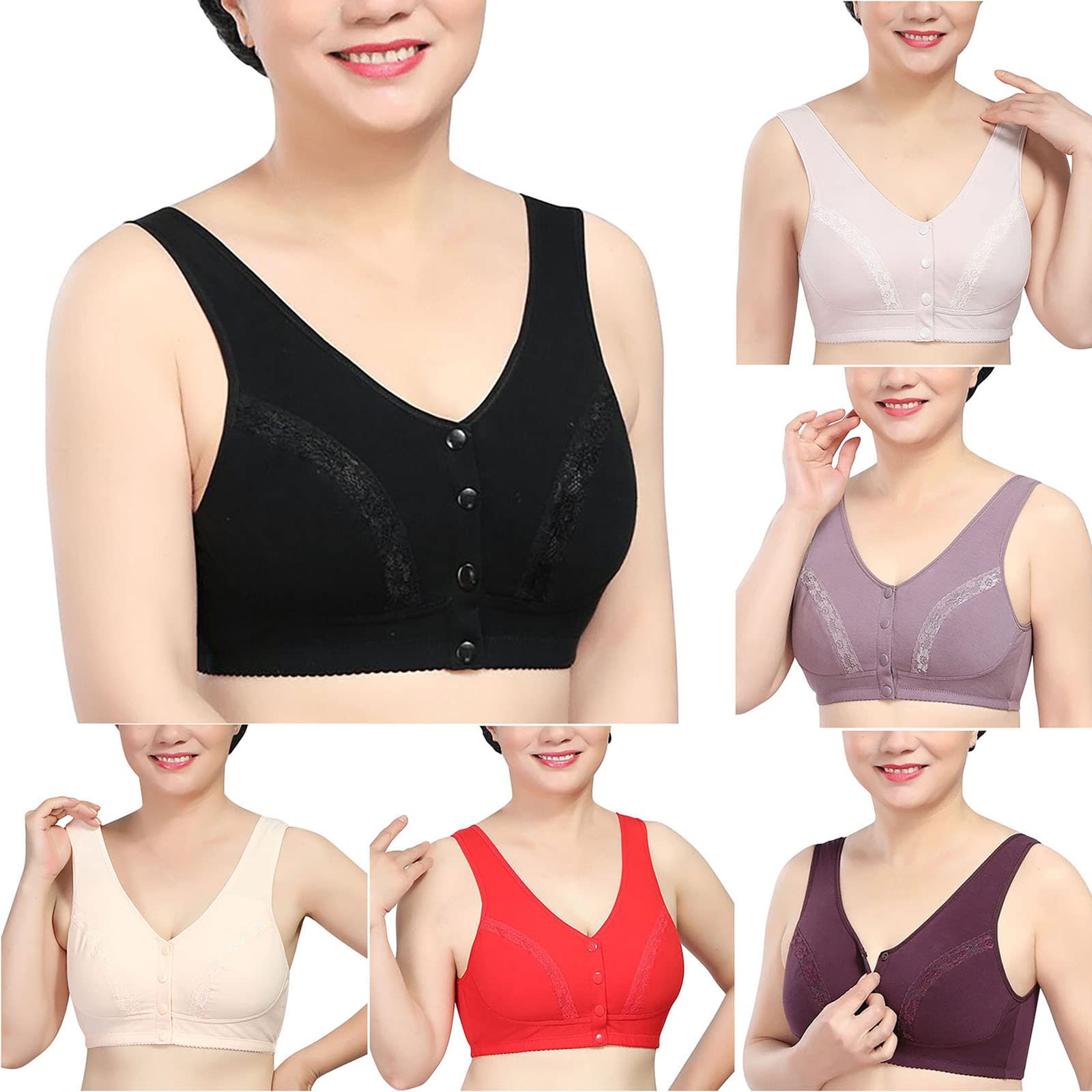Plus Size Women's Front Close Sports Bras - Soft, Wirefree & Padded for Comfort - Perfect for Everyday Wear, Nursing & Active Lifestyles