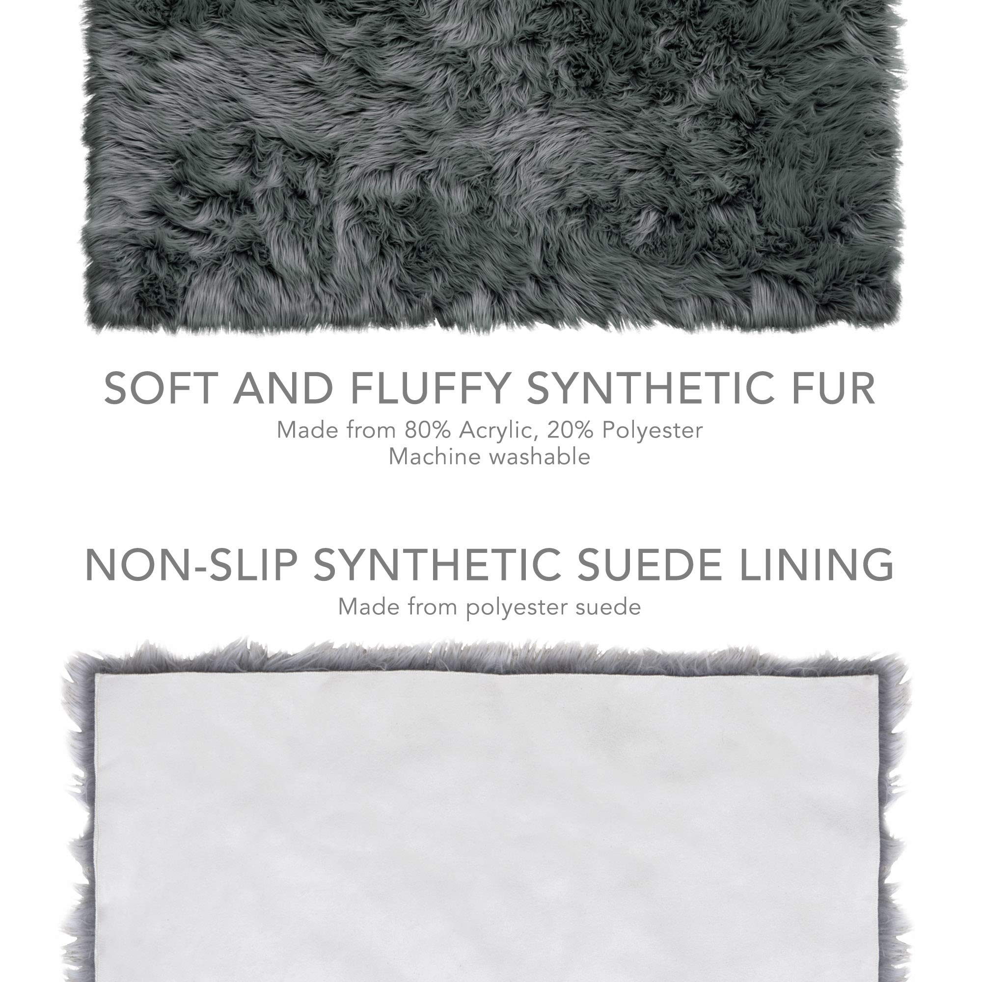 Premium PG Synthetic Fur Area Rug - Non-Slip Suede Backing, Ultra Soft & Fluffy Plush Carpet (4' x 5'3