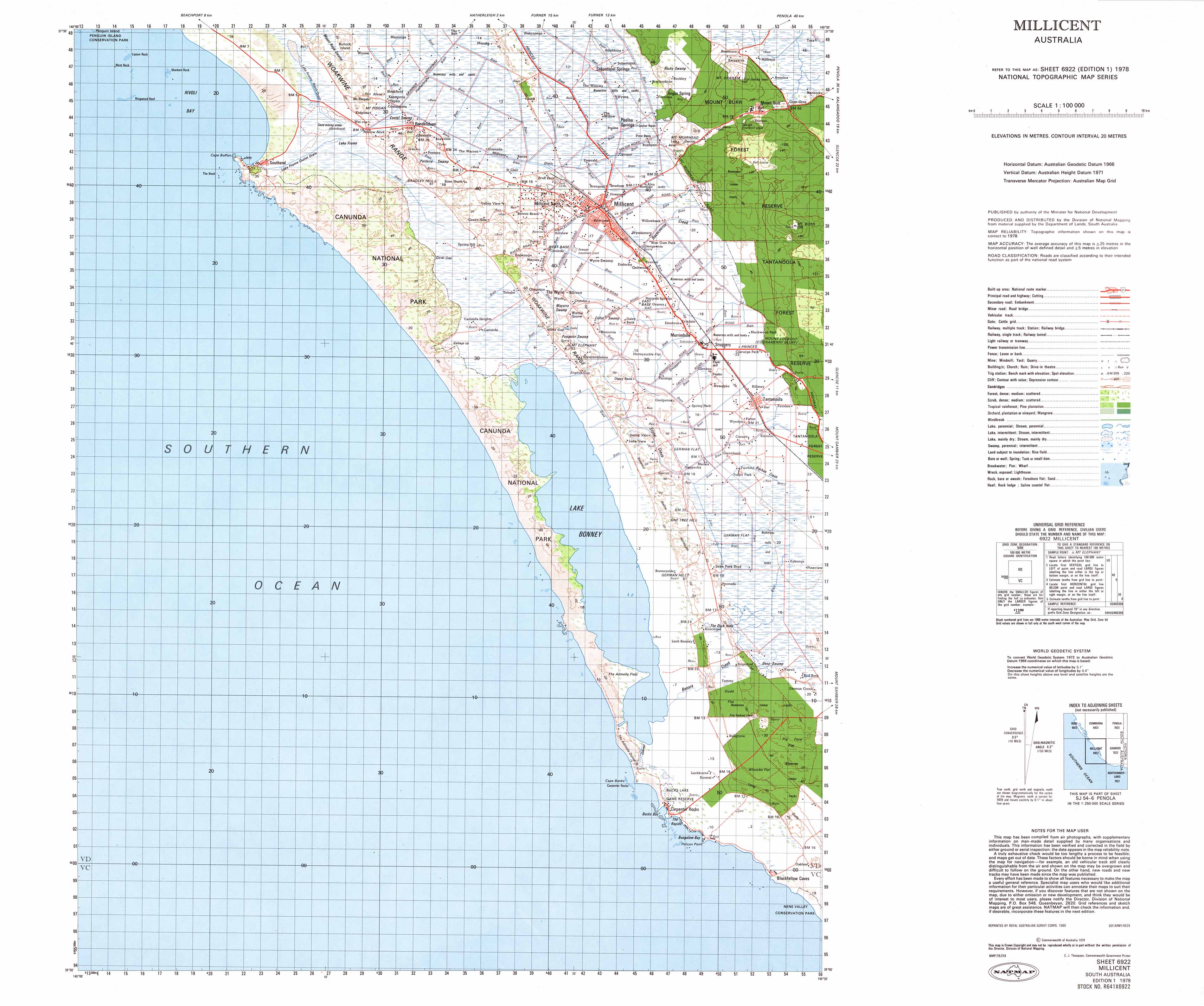 1:100K Topographic Map of Millicent 6922 - Detailed Hiking, Camping & Outdoor Adventure Navigation Tool