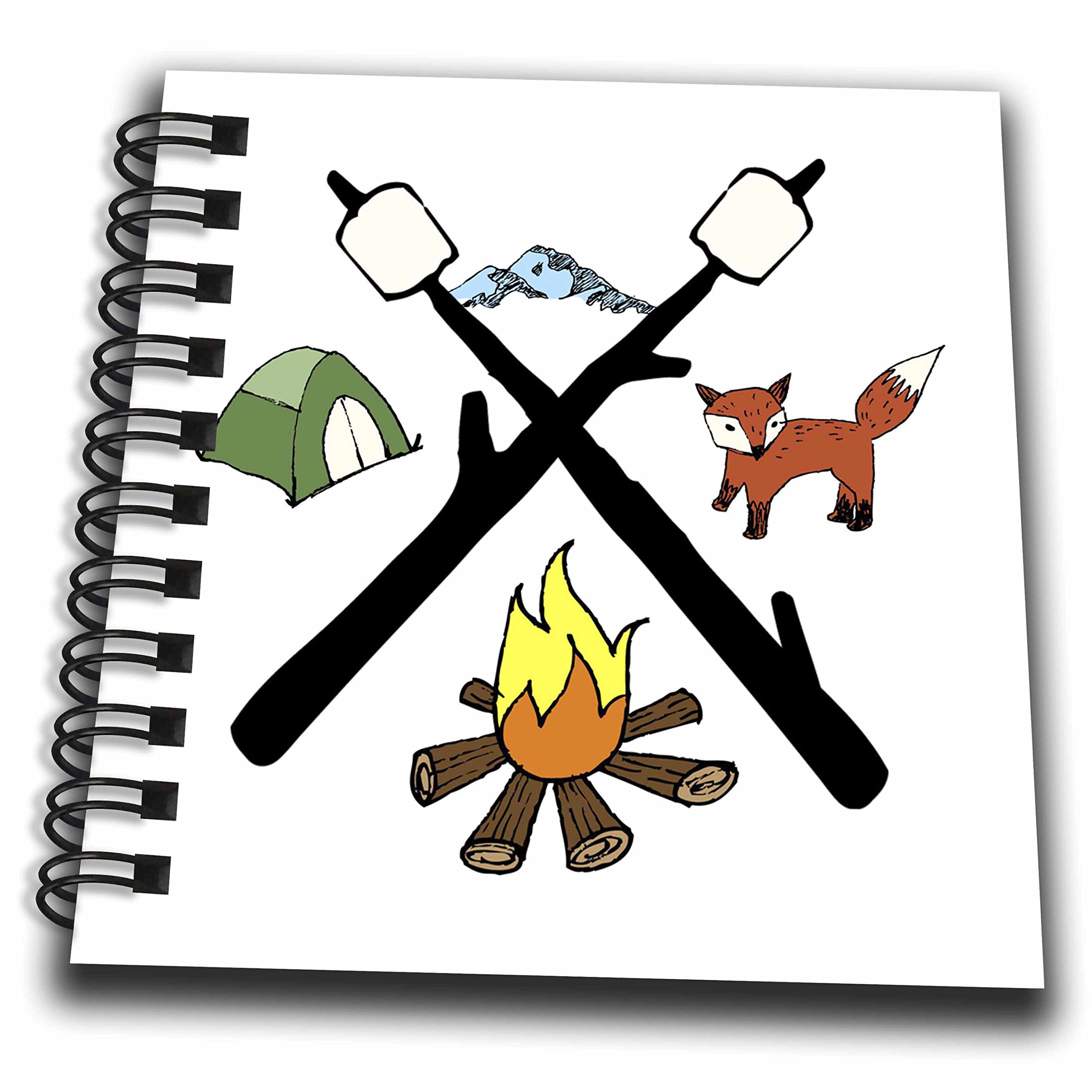 3D Rose Camp Fire Tent Fox Marshmallows Mini Notepad - Cute Outdoor Camping Notebook for Journaling, Sketching & Gift Ideas - Perfect for Hiking, Backpacking & Nature Adventures