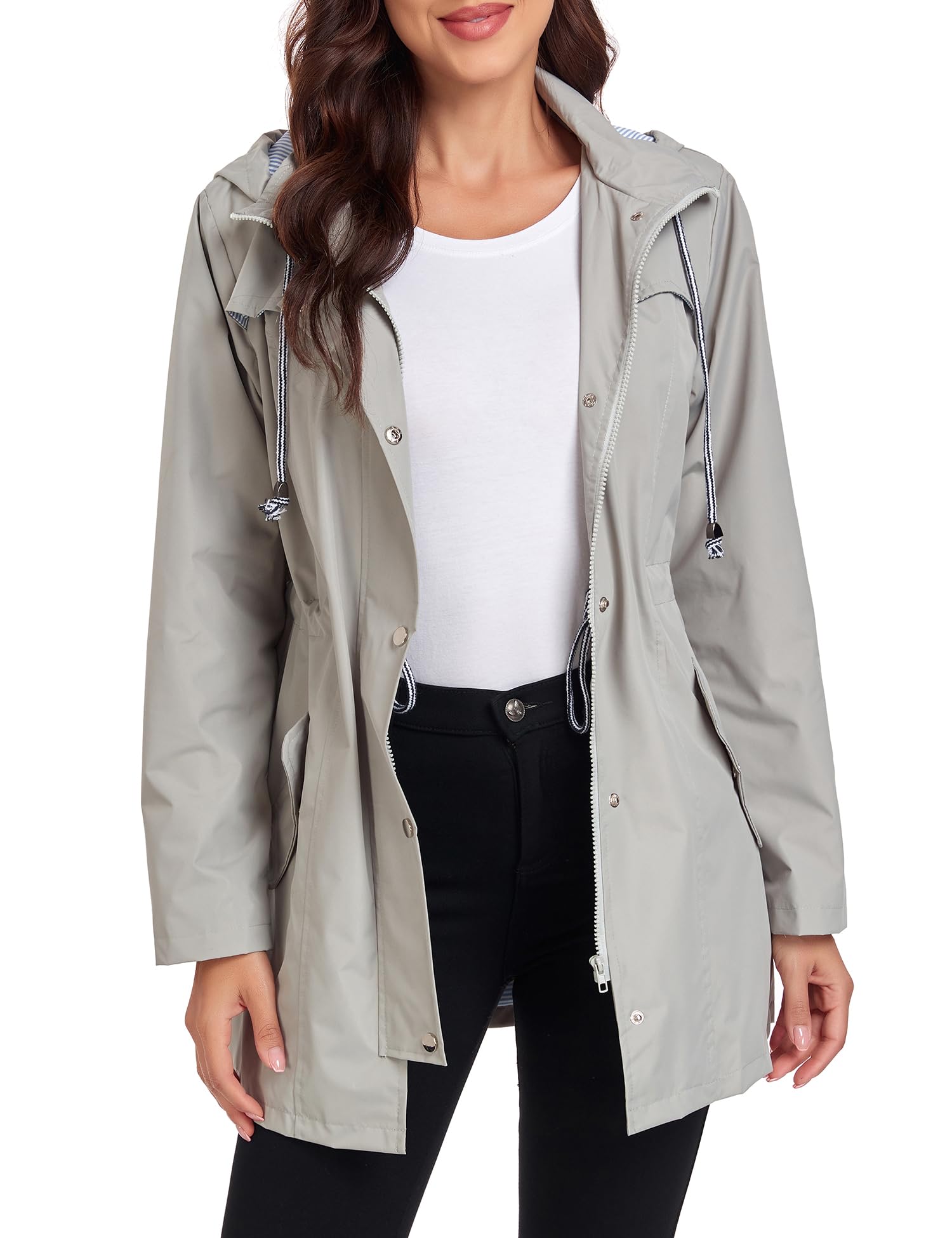 Waterproof Lightweight Women's Raincoat with Hood - Windbreaker Trench Coat for Outdoor Activities (Sizes S-XXL) | Perfect for Hiking, Commuting & Rainy Day Protection