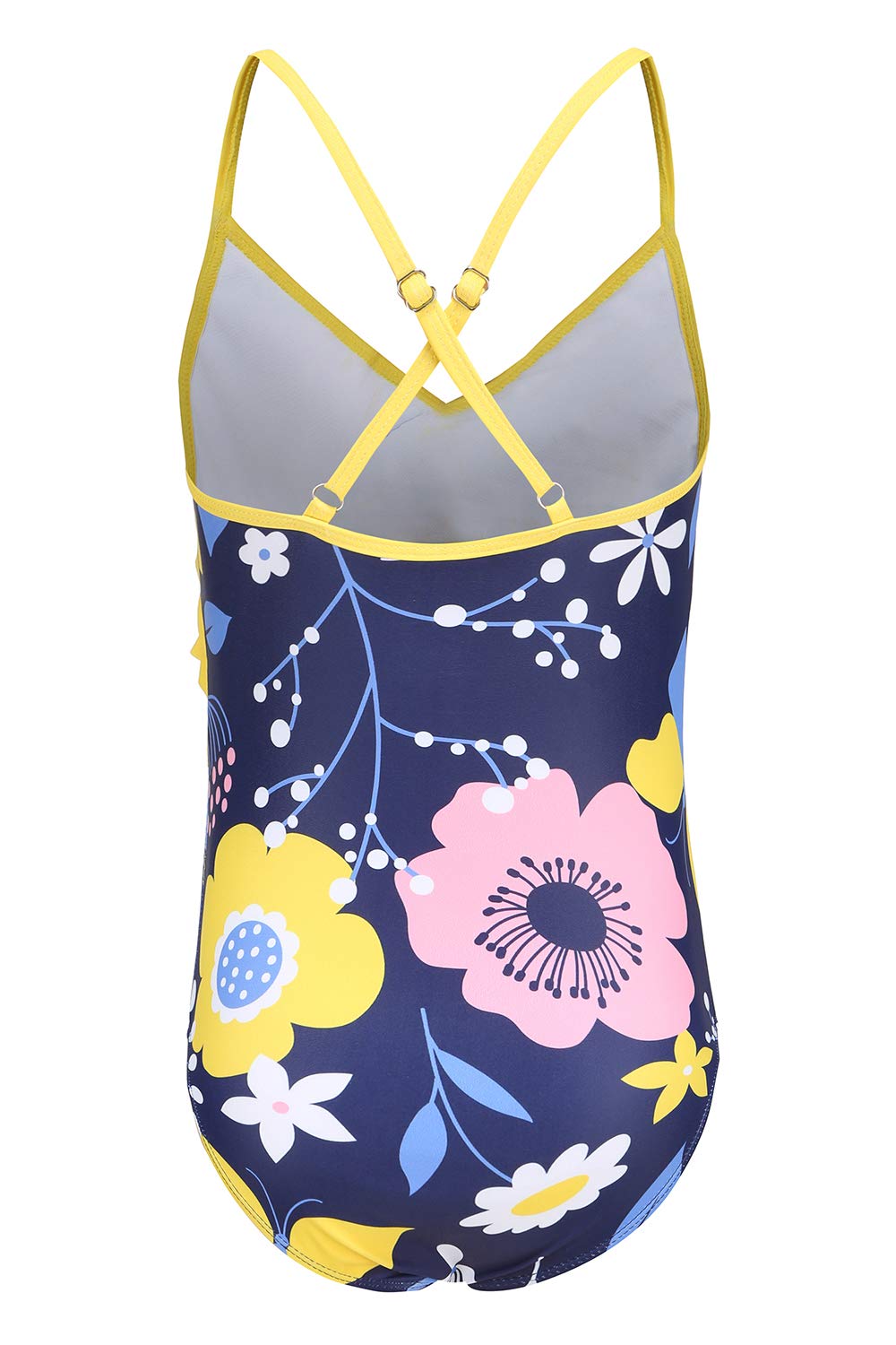 Hawaiian Ruffle One Piece Swimsuits for Girls - Cute Beach Bathing Suit for Summer Vacation & Pool Party