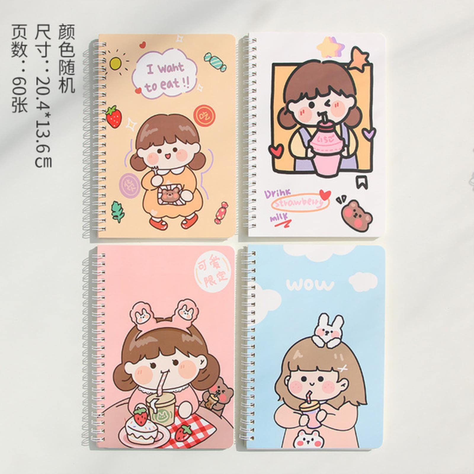 Cute Kawaii Bunny Bear Spiral Notebook - A5 Planner for School & Office