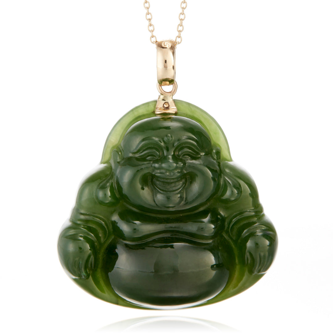Natural Green Nephrite Jade Carved Buddha Pendant Necklace - Spiritual Jewelry for Meditation & Protection - Perfect for Yoga, Mindfulness & Gift Giving