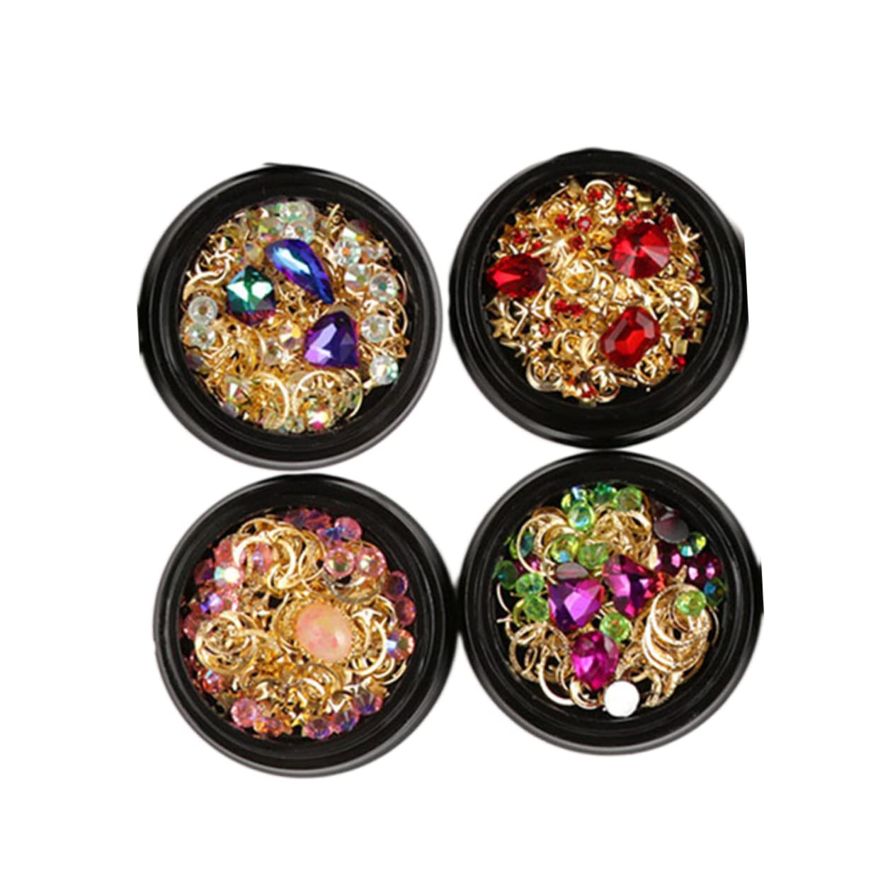 Minkissy 4pcs Rhinestone Nail Art Decorations - Crystal Nail Gems for Nail Art, Manicure, Pedicure & Salon Designs | Perfect for DIY Nail Art, Bridal Nails, Party Nails & Professional Nail Salons