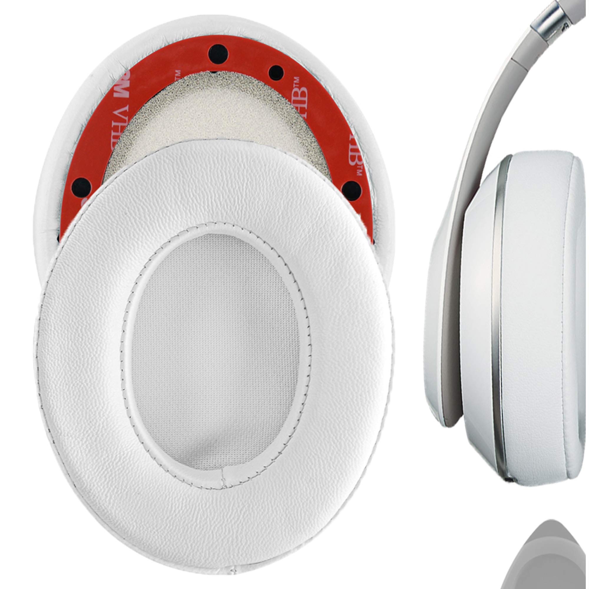Geekria Premium Sheepskin Replacement Ear Pads for Beats Studio 2.0 & Studio2 (2nd Gen Bluetooth) Headphones - Soft Memory Foam Ear Cushions, Earpads & Ear Cups Cover Repair Parts (White) - Perfect for Gaming, Music & Long Wear Comfort