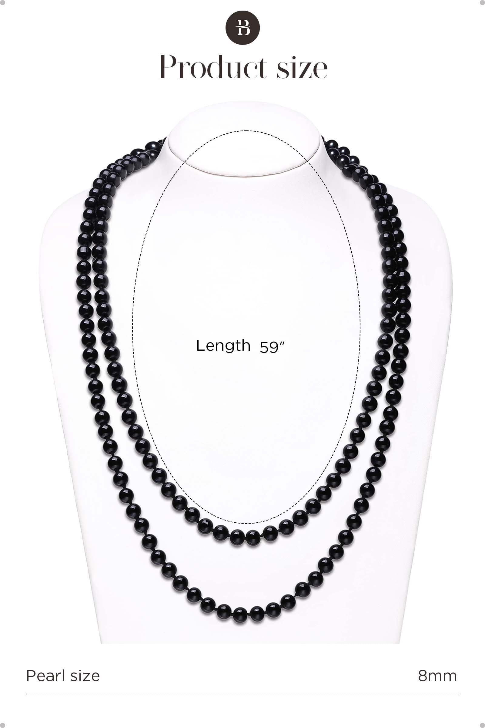 BABEYOND 36 Inch Long Faux Pearl Necklace - Vintage 1920s Gatsby Style Beaded Costume Jewelry for Women | Perfect for Flapper Dances, Themed Parties & Retro Fashion
