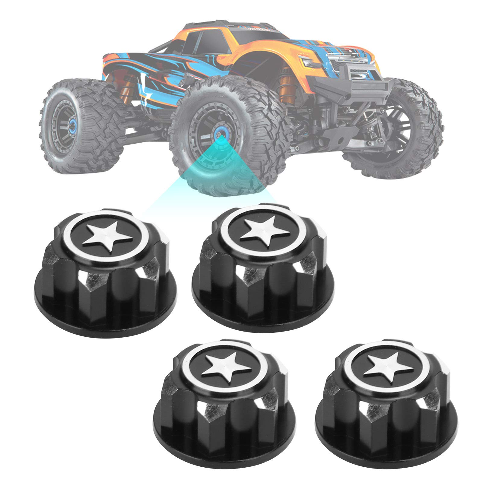 **Dilwe 4pcs Aluminum Alloy RC Wheel Hub Dust Cover for Traxxas 1/10 RC Car - Upgrade & Replacement Parts (Black) - Perfect for Off-Road Racing & RC Car Maintenance**