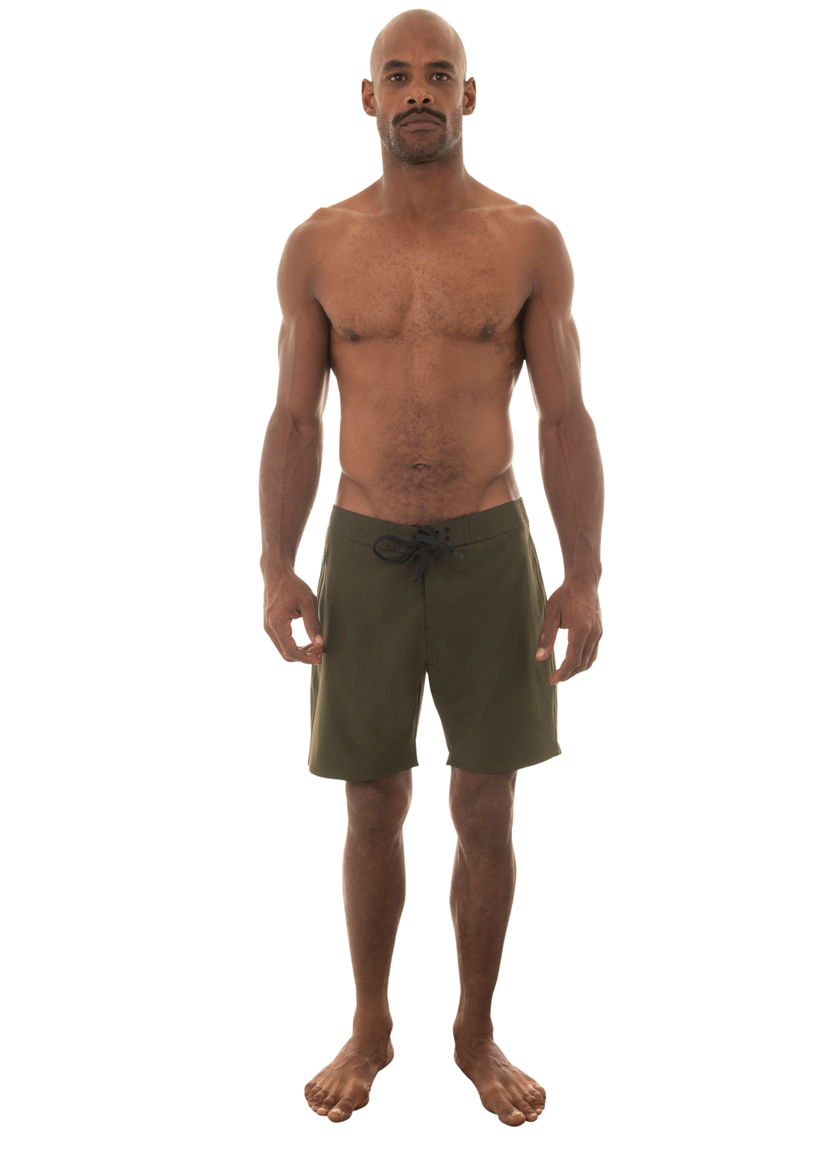 Men's Olive Green Side Pocket Swim Trunks - Quick Dry Board Shorts for Beach, Pool & Surfing