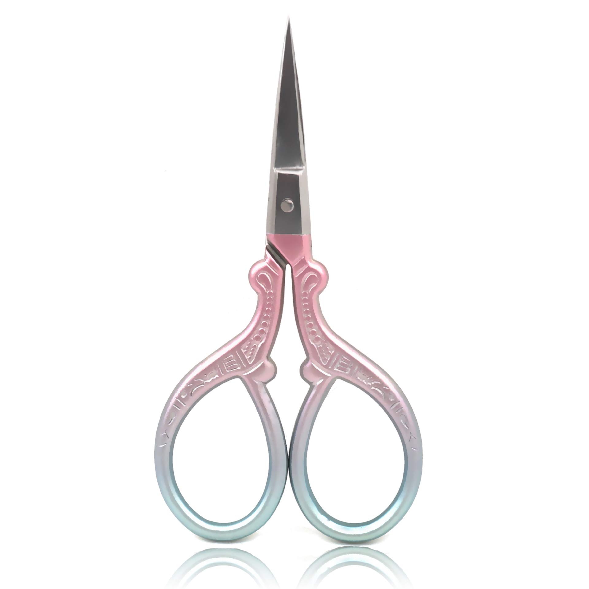BIHRTC 3.6 Inch Stainless Steel Sharp Sewing Scissors - Precision Craft Scissors for Embroidery, Needlework, DIY Projects & Office Use | Ideal for Fabric Cutting, Paper Crafts & Household Tasks (Pink/Purple)