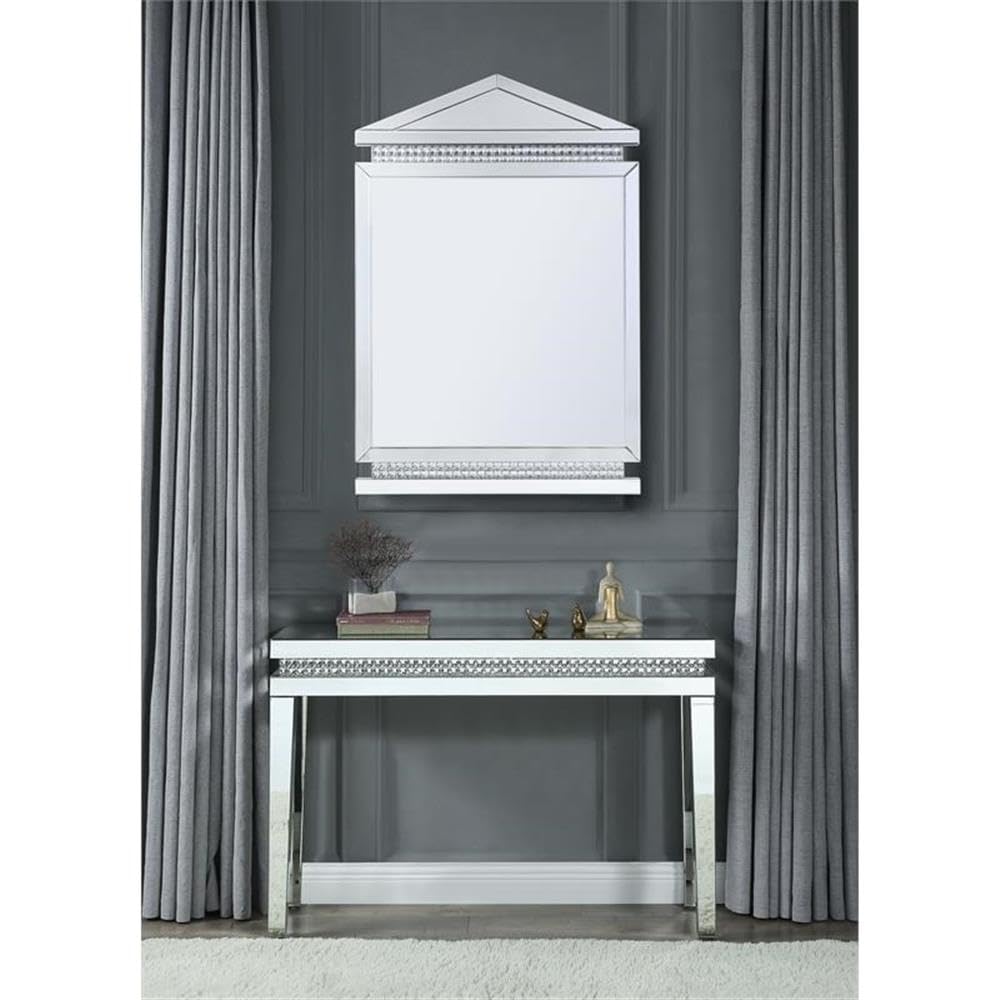 Acme Lotus Glass Wall Decor - Elegant Mirrored & Faux Ice Cube Crystal Art for Living Room, Bedroom, or Office Decoration