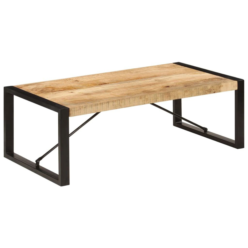 vidaXL Industrial Coffee Table - Solid Mango Wood with Sturdy Steel Legs - Durable & Easy Assembly Living Room Side Table | Perfect for Modern Home Decor, Lounge Furniture & Coffee Shop Style