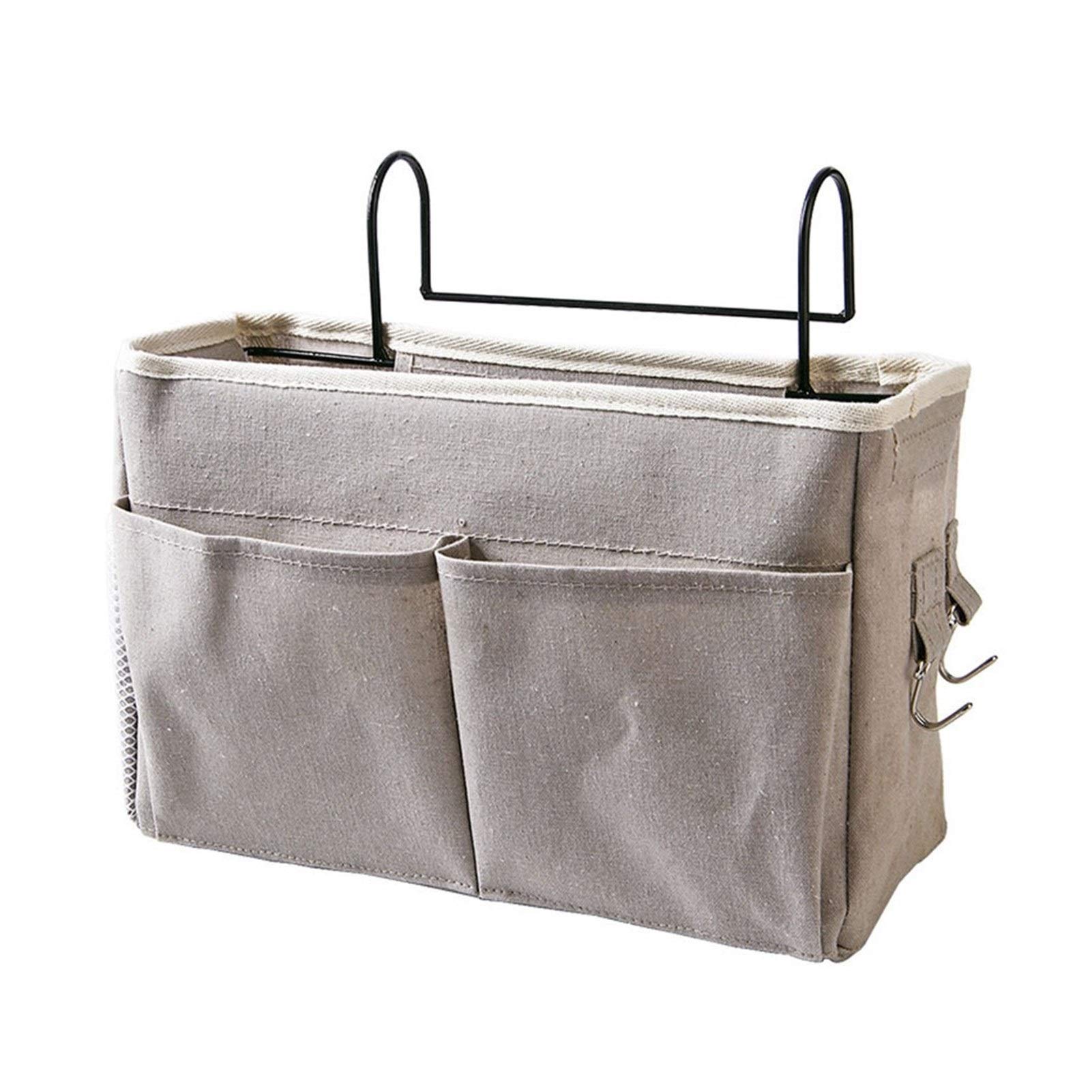 Fuxwlgs Bedside Shelf Organizer - Hanging Storage Pockets for Kitchen, Couch & Bed - Gray Book & Gadget Holder - Perfect for Small Spaces, Reading in Bed & Living Room Organization